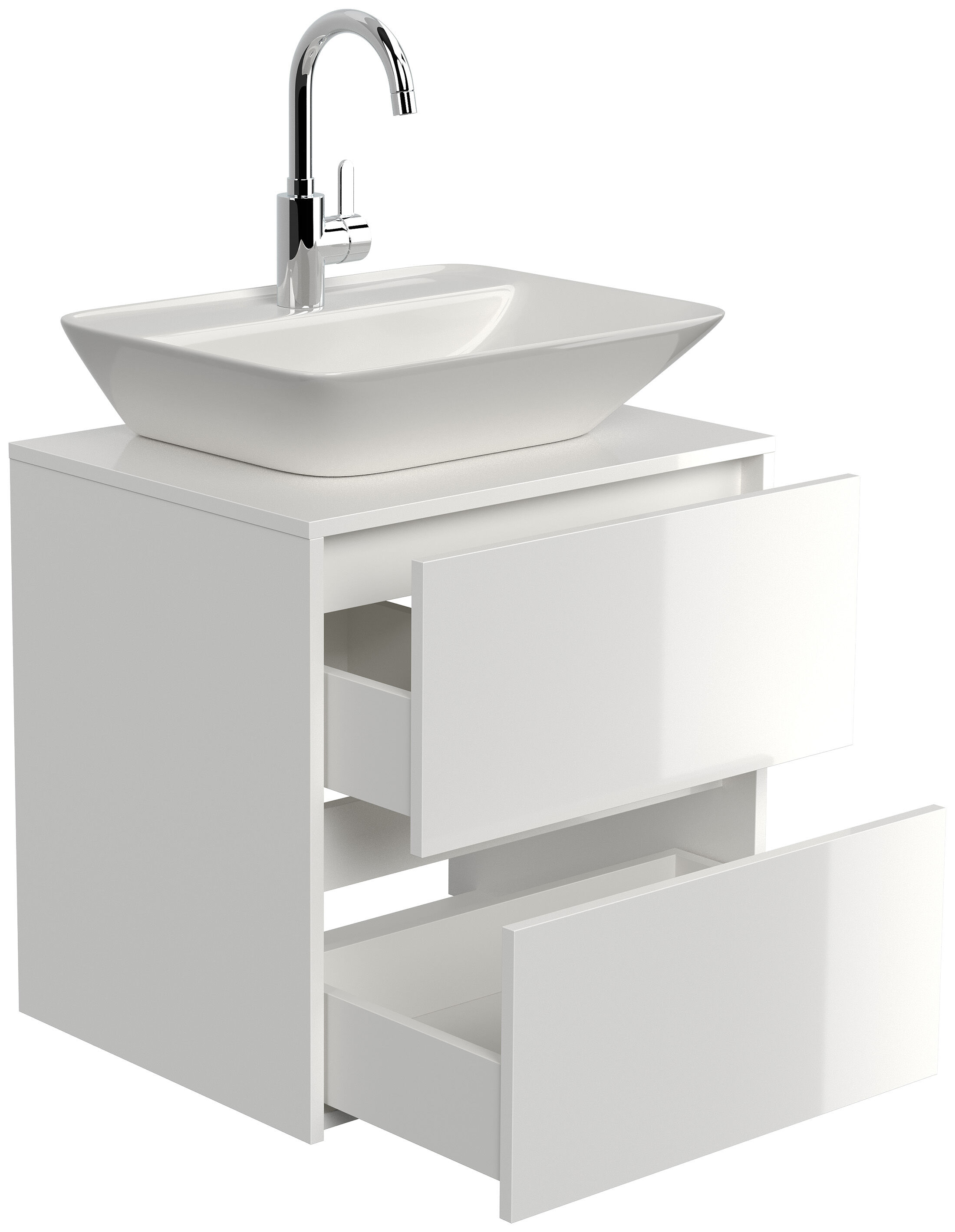 Badmöbel Taifun 60cm mit modernem Aufsatzwaschbecken grafit