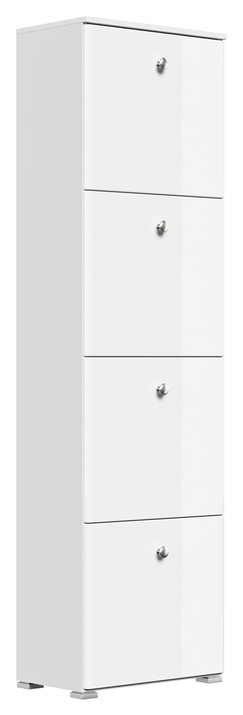 Schuhschrank Comfort 4 Klappen 16 Paar 52x187 cm Weiss-Weiss Hgl
