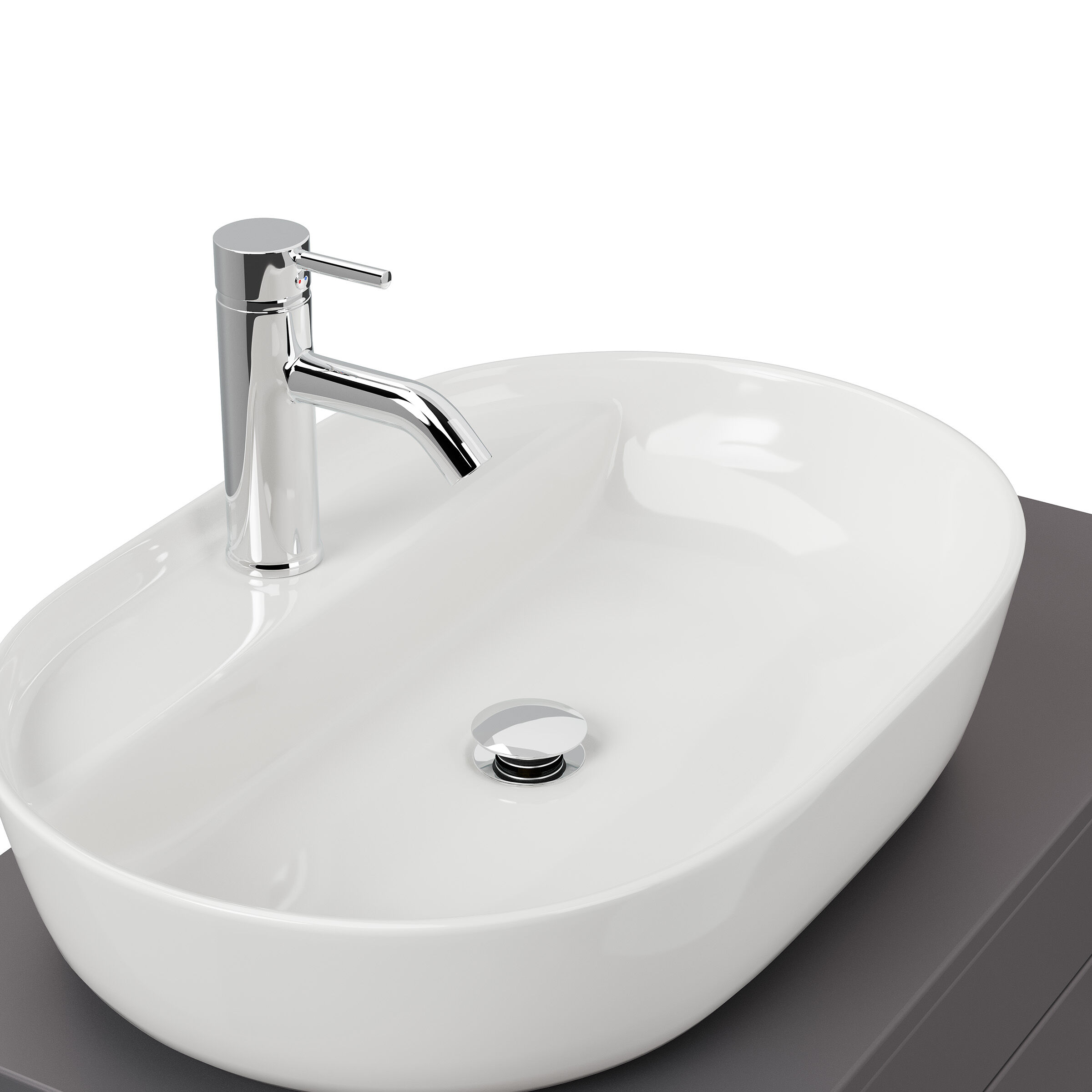Badmöbel PEGASUS 80cm mit Design Aufsatzwaschbecken anthrazit