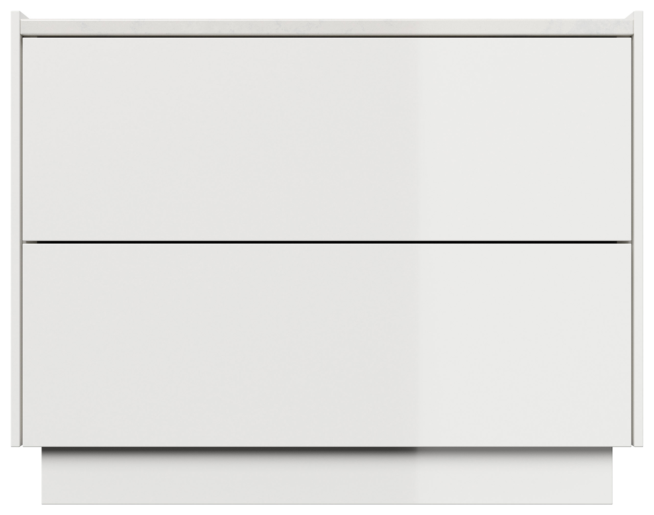 Nachttisch Kommode Concepto XL 70cm, Quarztop, 2 Pushauszüge lackiert Weiß Hgl