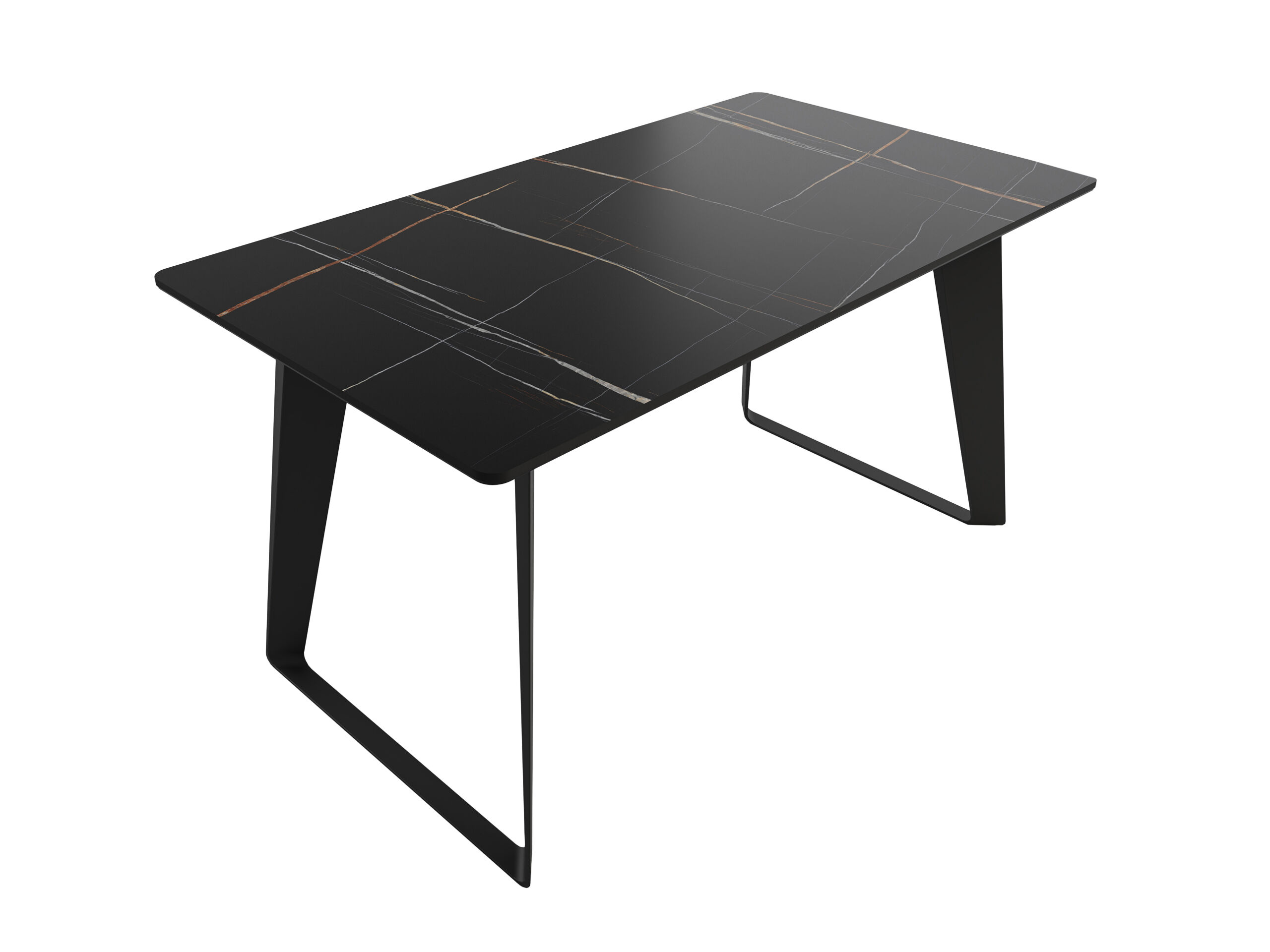 Esstisch 140x80cm graue Keramikplatte schwarze U-Form Beine