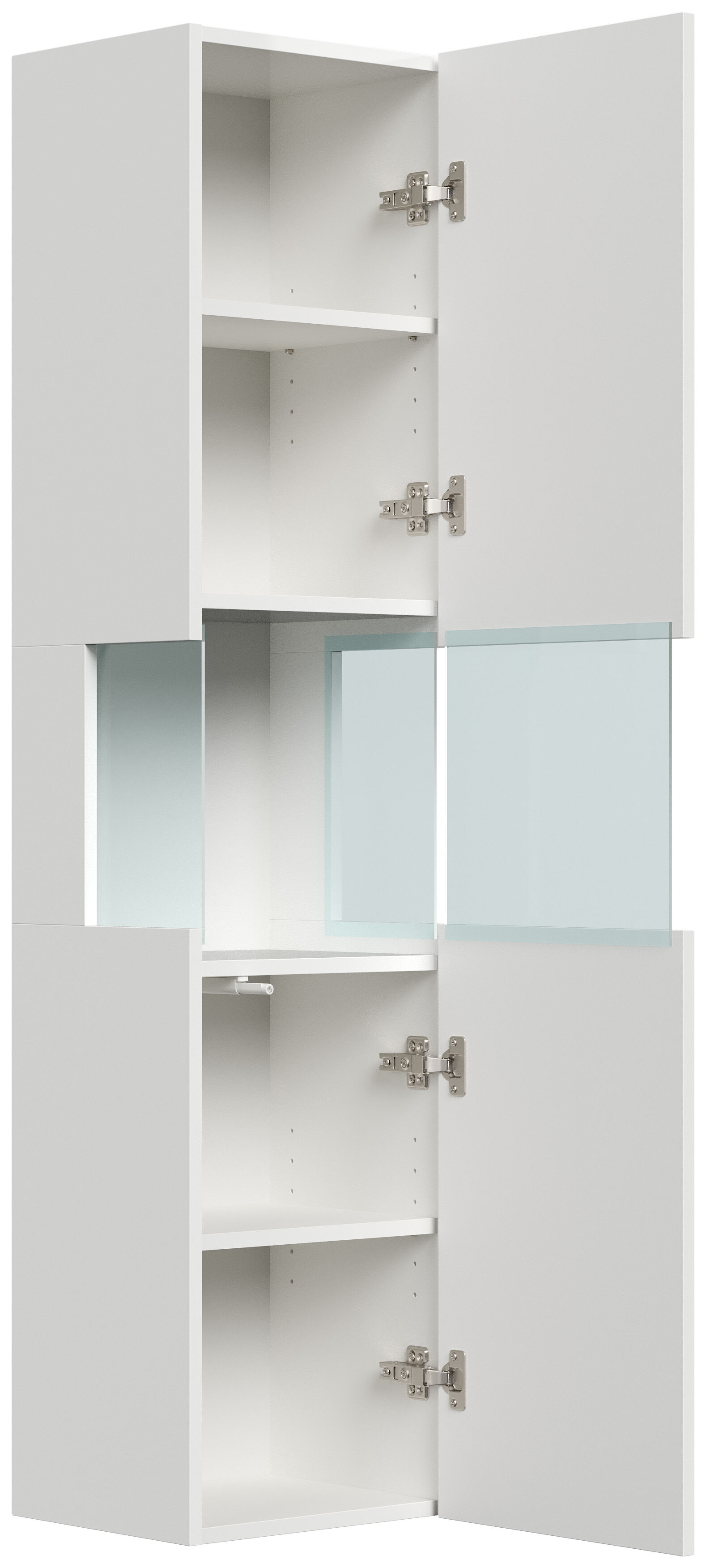 Doppel-Badmöbel Set Taifun 3tlg. 120 cm mit LED Spiegel & Hochschrank weiß Hgl