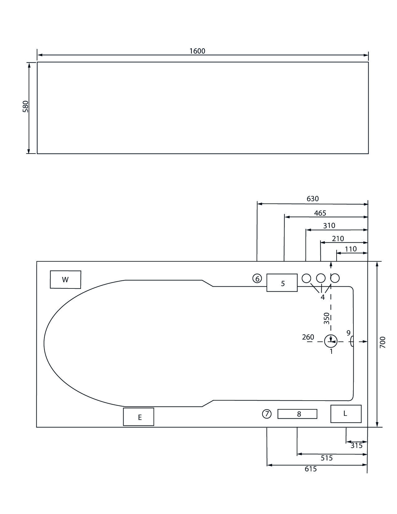 Rechteck Whirlpool Ocean 160x70 links Made in Germany 18 Düsen ohne Armatur