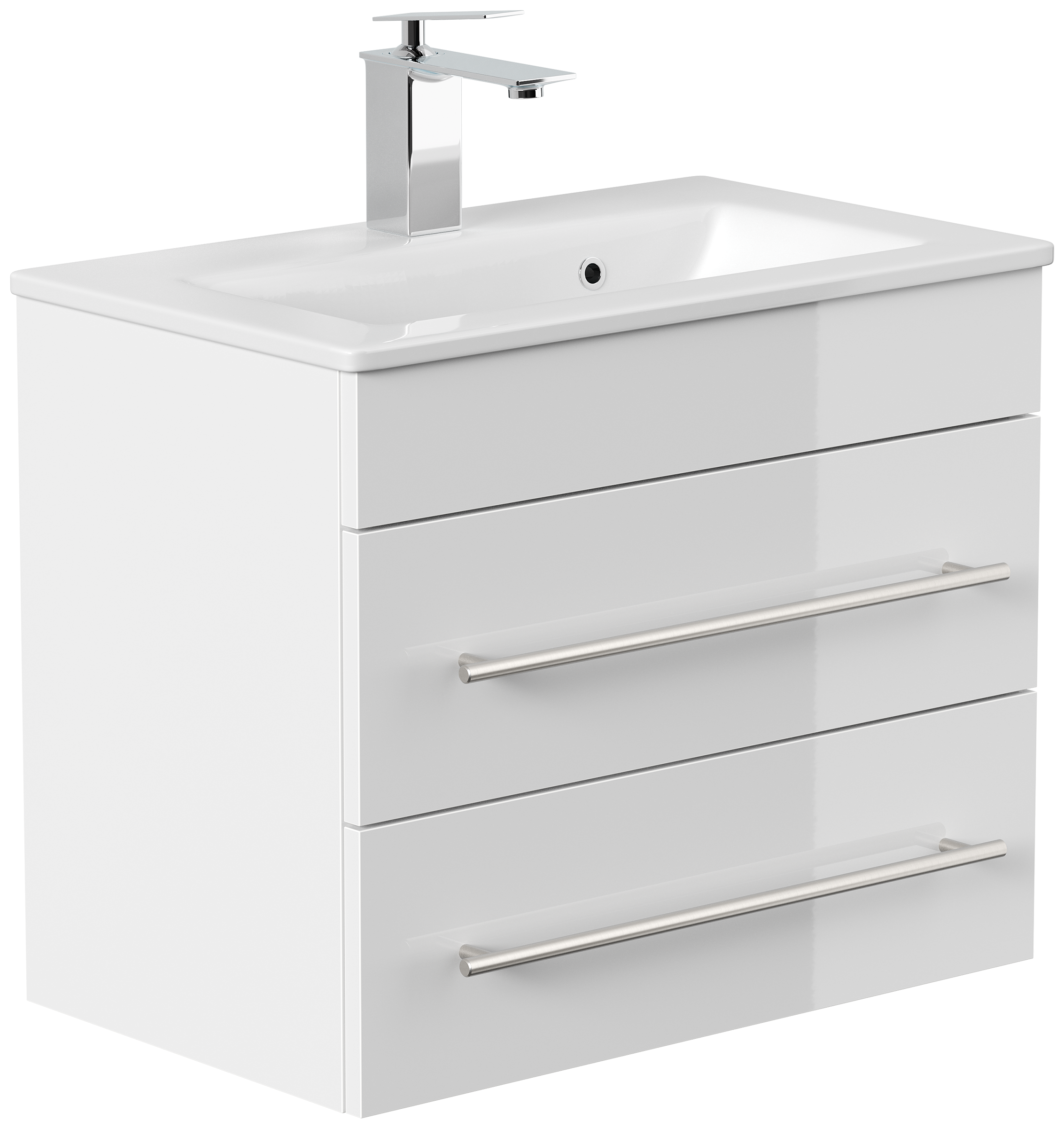 Badmöbel Mars 600 SlimLine 60x36cm mit 2 SoftClose Schubladen weiss hochglanz