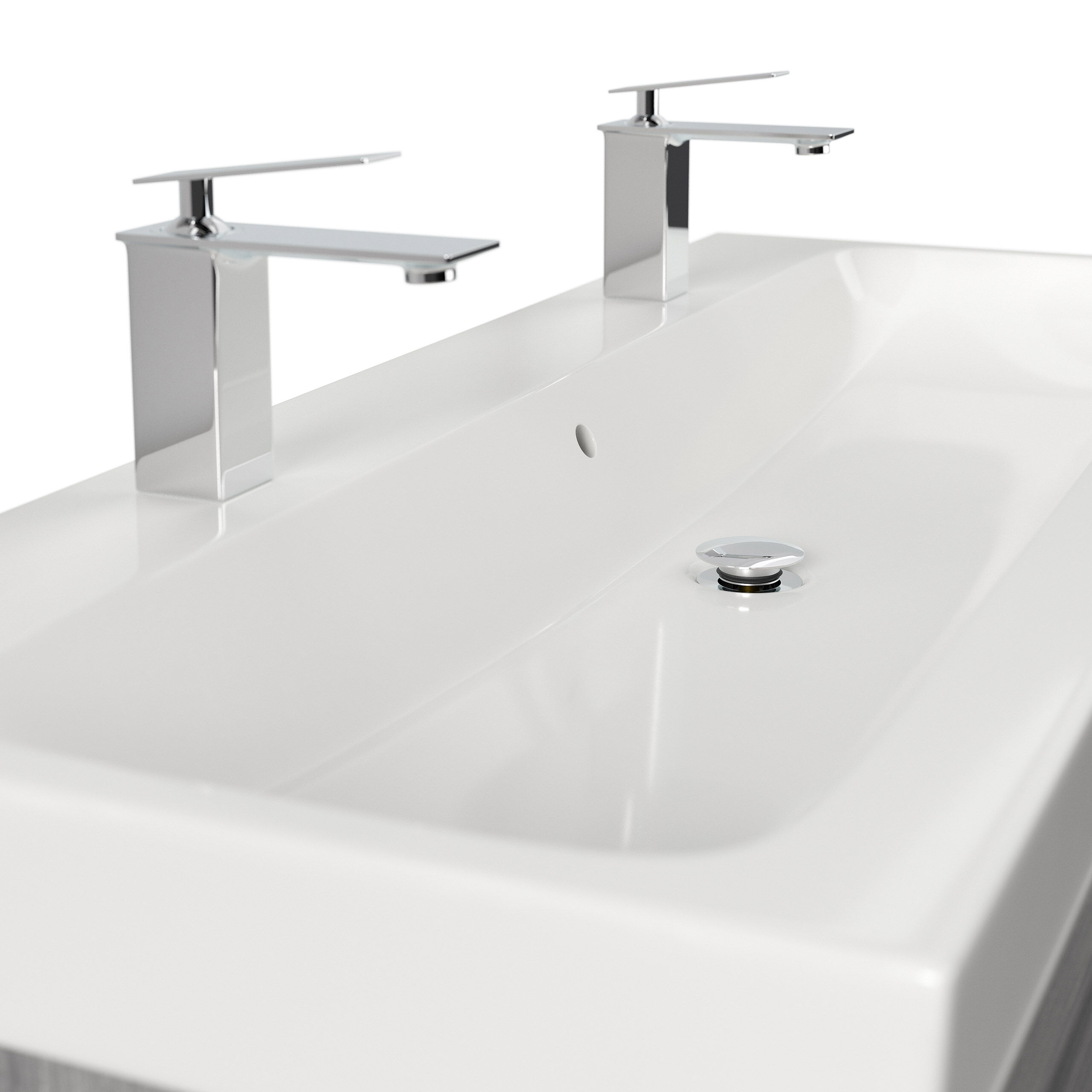 Badmöbel mit Geberit Icon Waschbecken 120 cm SoftClose silbereiche