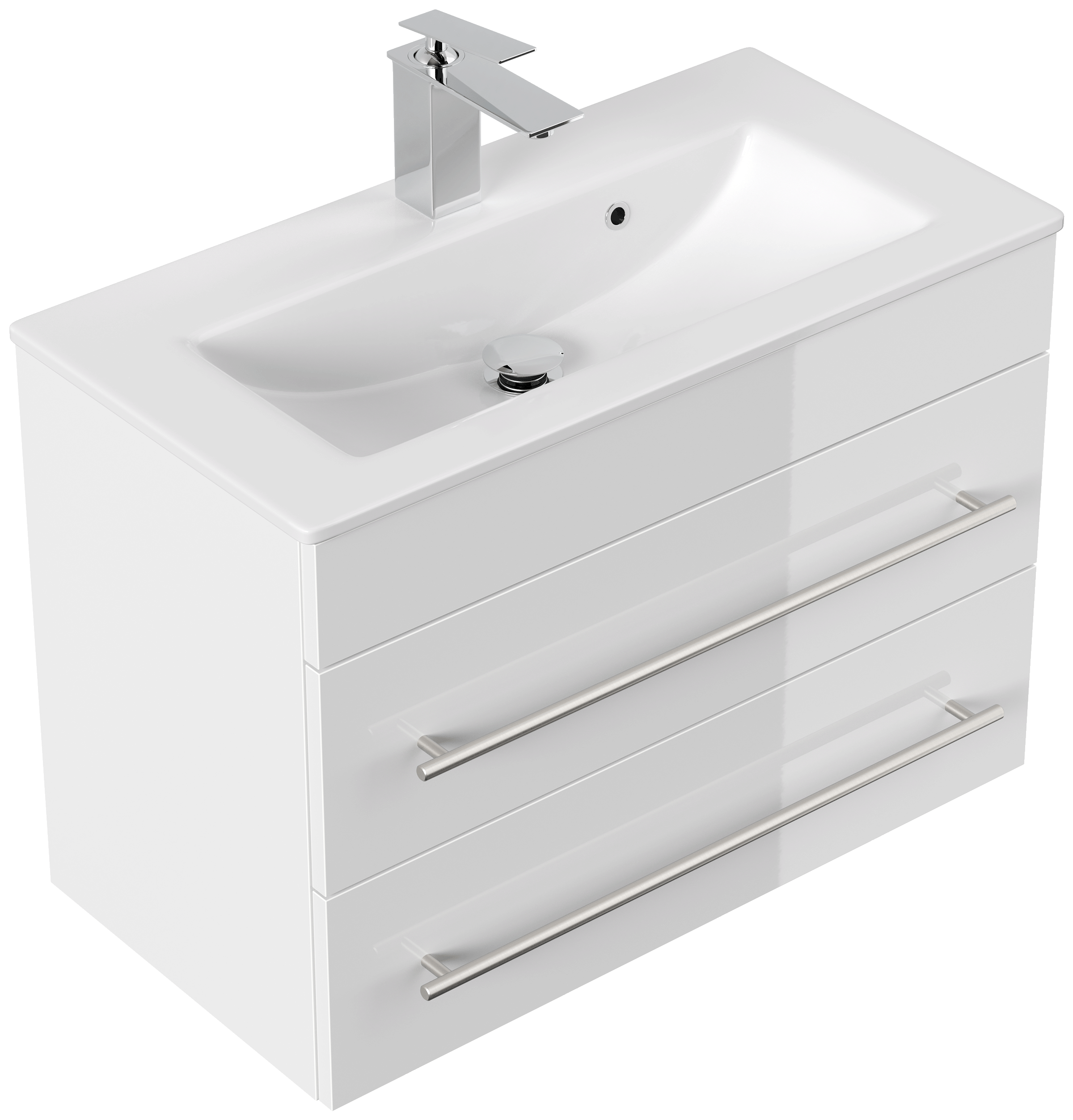 Badmöbel Mars 700 SlimLine 70x36cm mit 2 SoftClose Schubladen weiss hochglanz