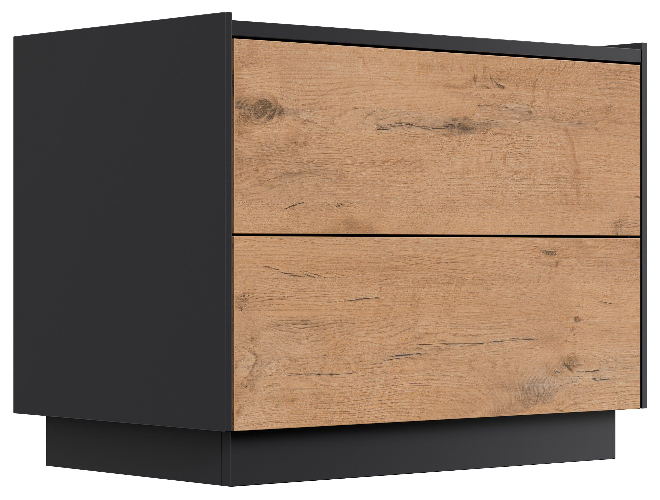 Design Nachttisch Kommode Concepto XL 70cm, 2 Pushauszüge lackiert Weiß Hgl