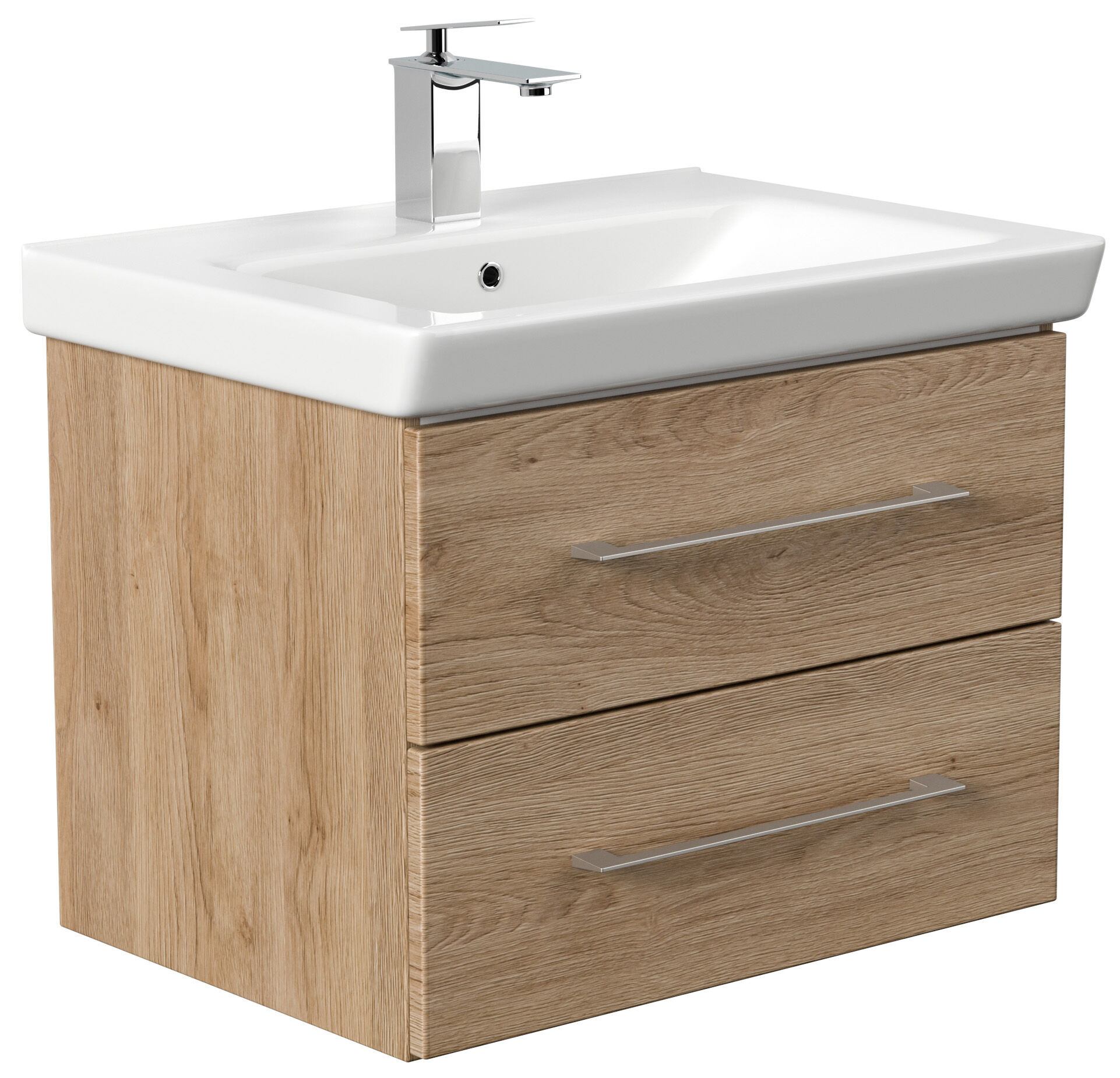Badmöbel City  65cm mit V&B Subway 2.0 Waschbecken SoftClose eiche hell