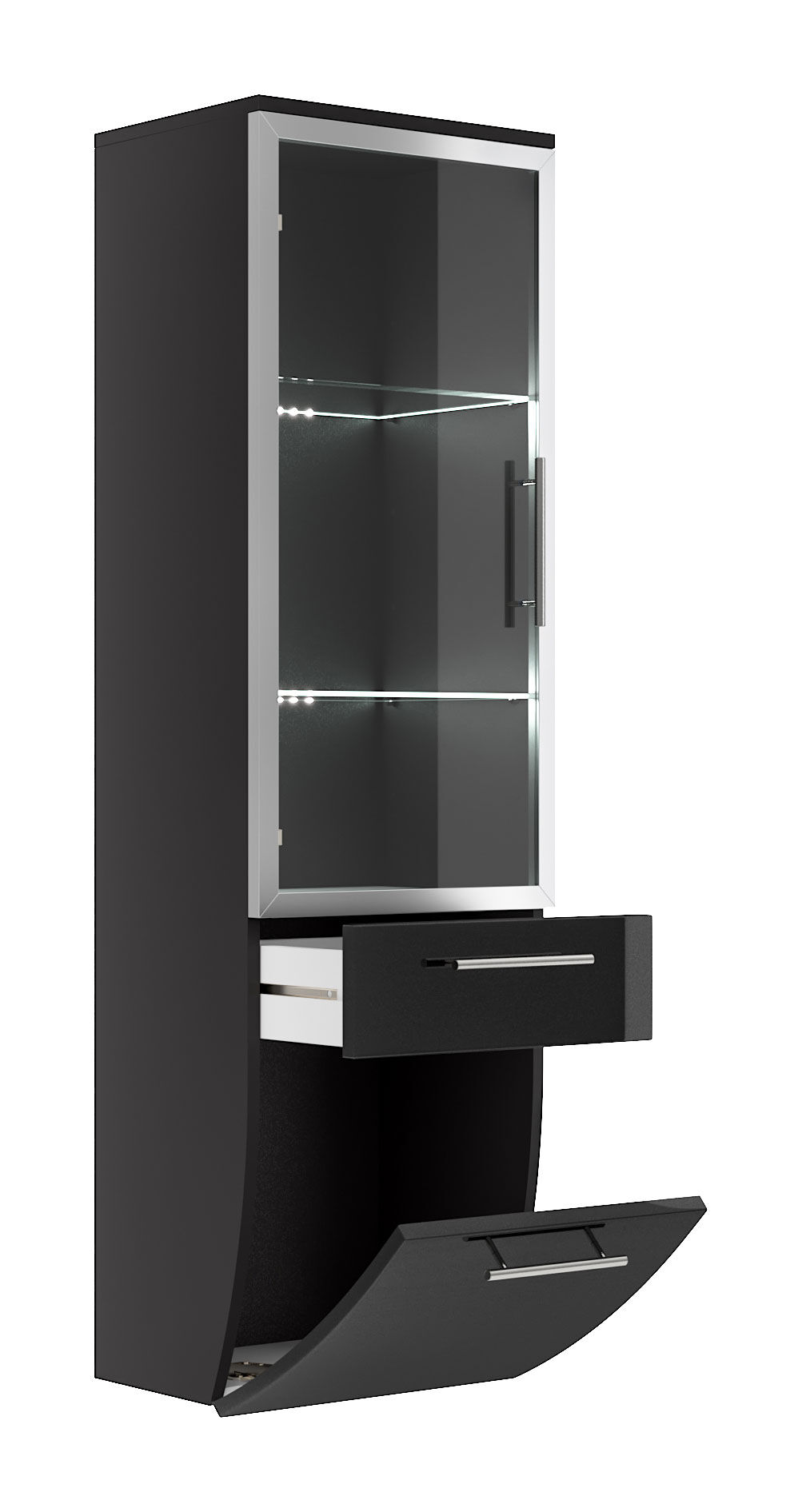 Hochschrank Salona 135 cm mit Glastür Anthrazit