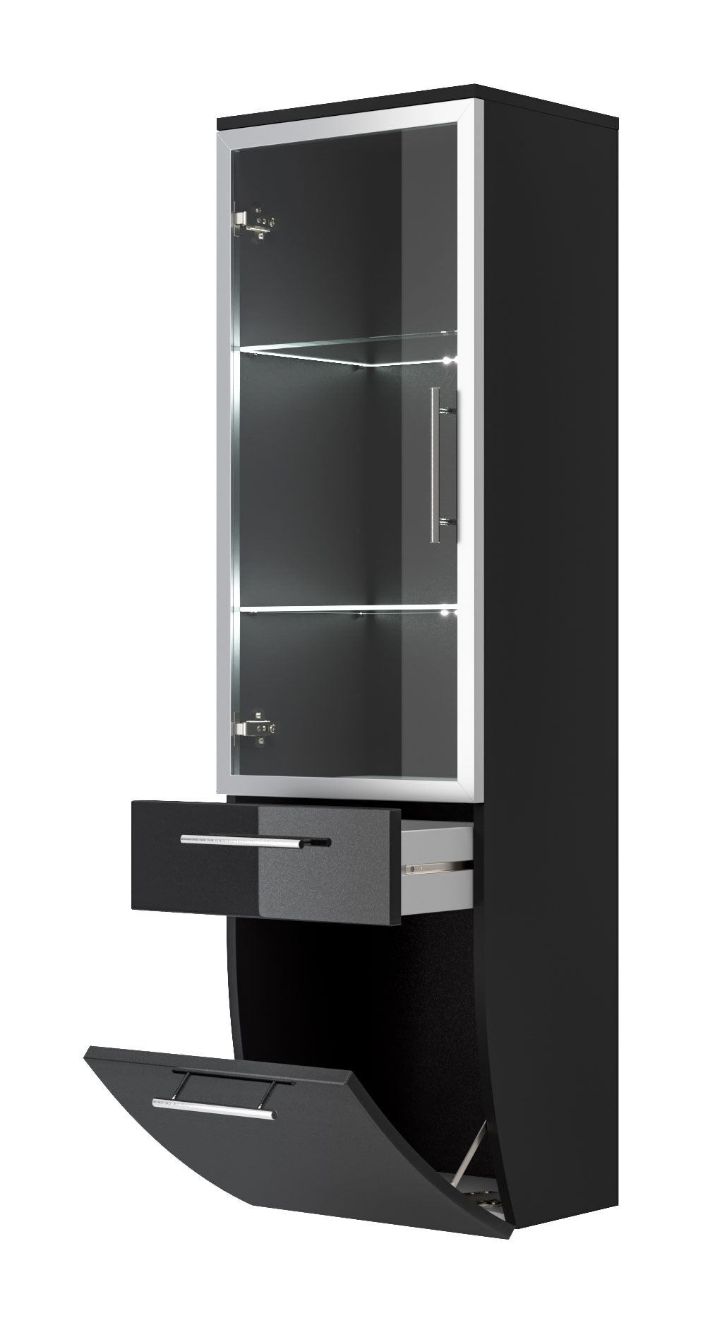 Hochschrank Salona 135 cm mit Glastür Anthrazit