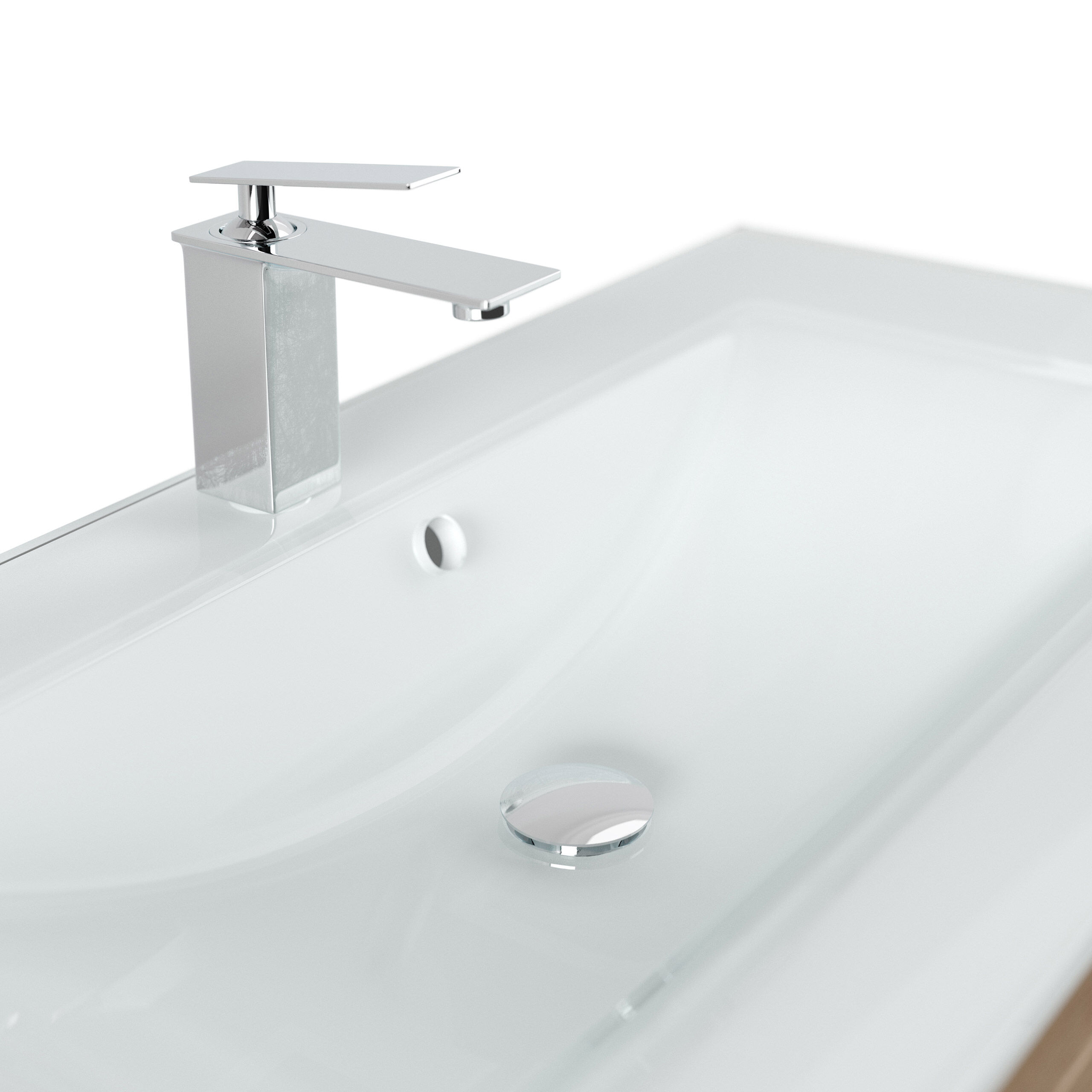 Badmöbel Vitro 1000 Cottage Glaswaschbecken SoftClose weiss hochglanz