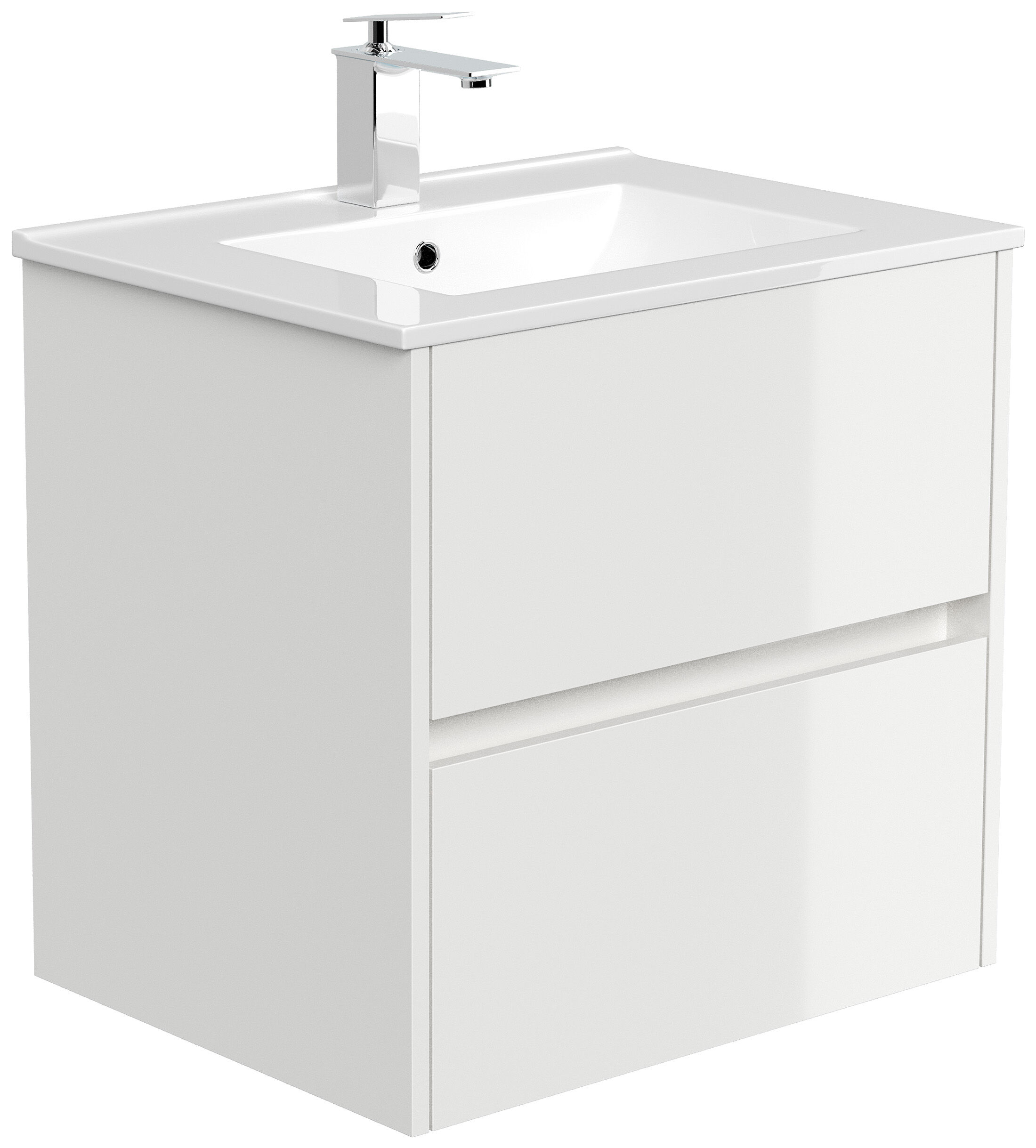 Badmöbel Taifun & Waschtisch 60cm 2 Greifraum SoftClose Auszüge weiß Hgl