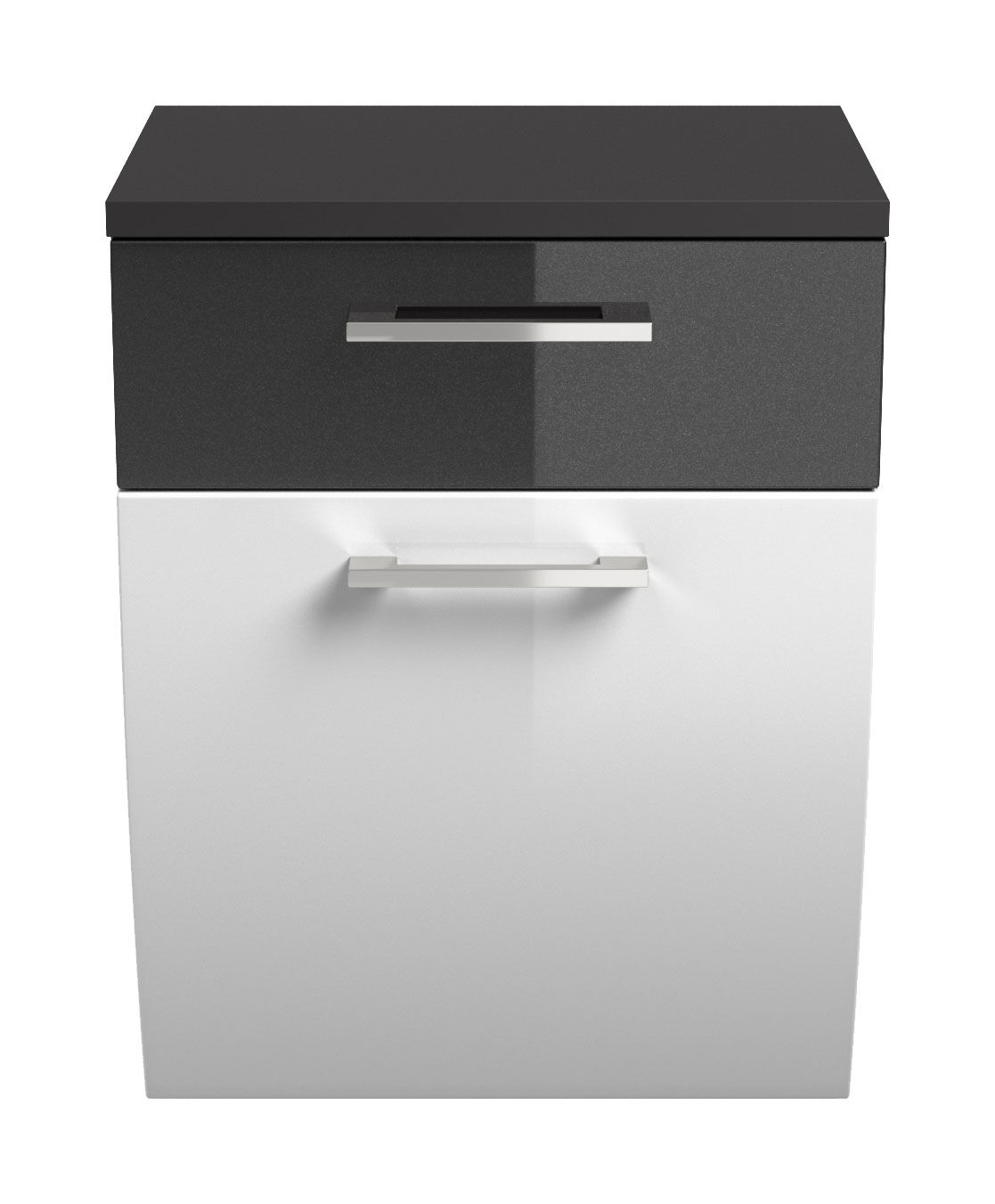 Seitenschrank Rima 40 cm rund Weiss hochglanz/Grafit hochglanz