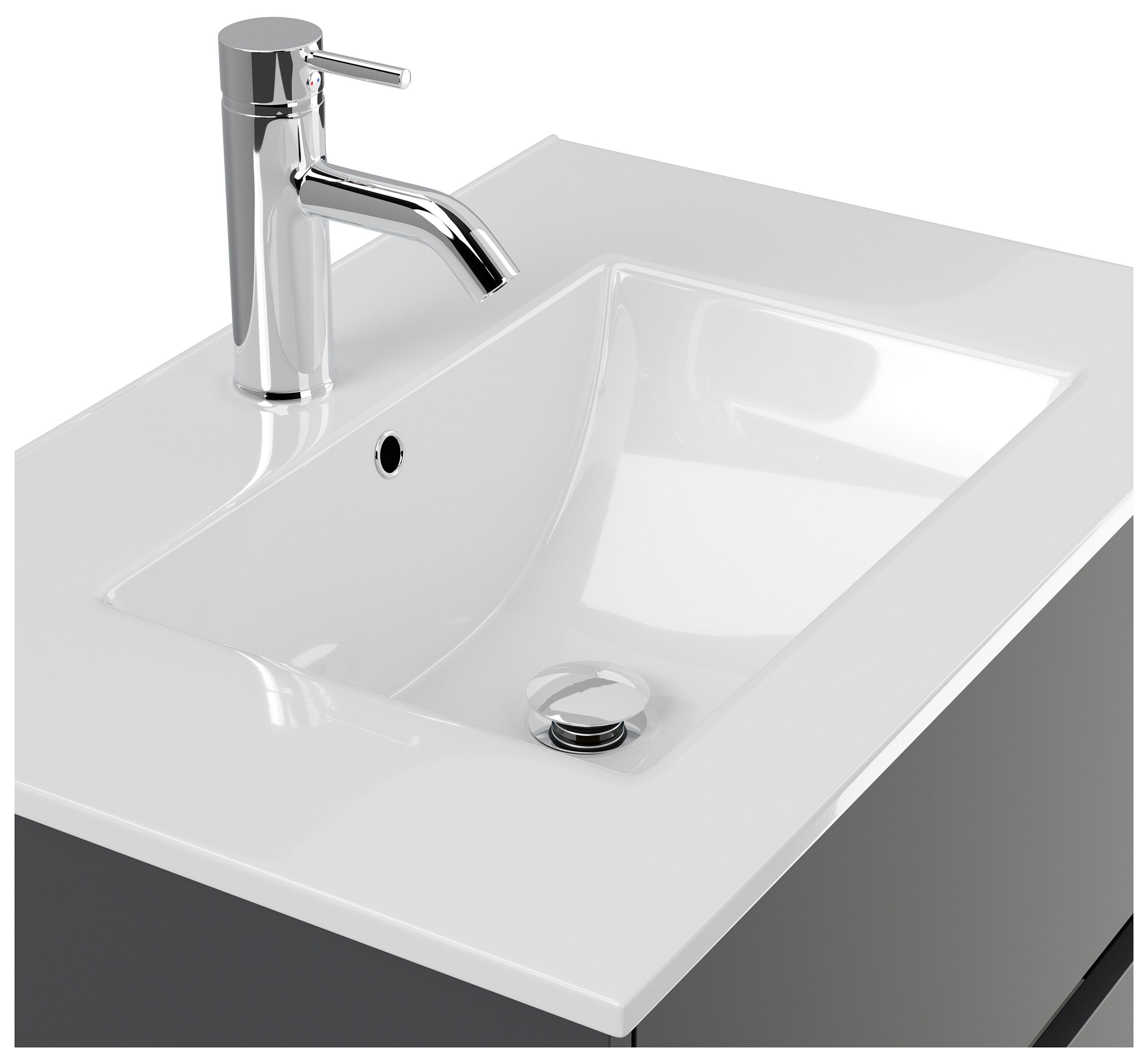 Badmöbel Set Taifun 4tlg. 70cm mit LED Spiegel 3er Boxen & Hochschrank Grafit 