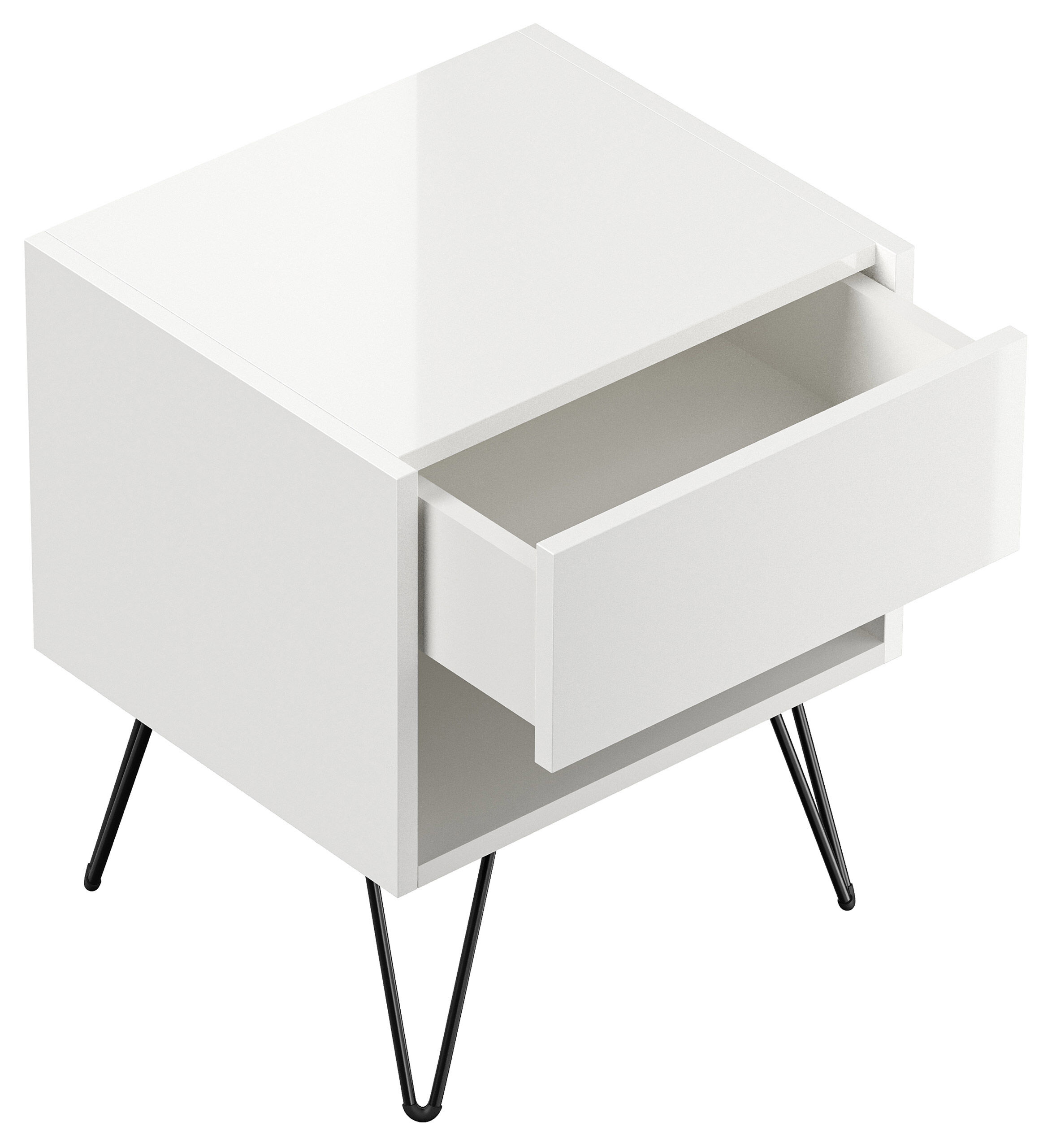 2er Set Nachttisch Dion 40cm SoftClose stehend Weiß & Eiche Front