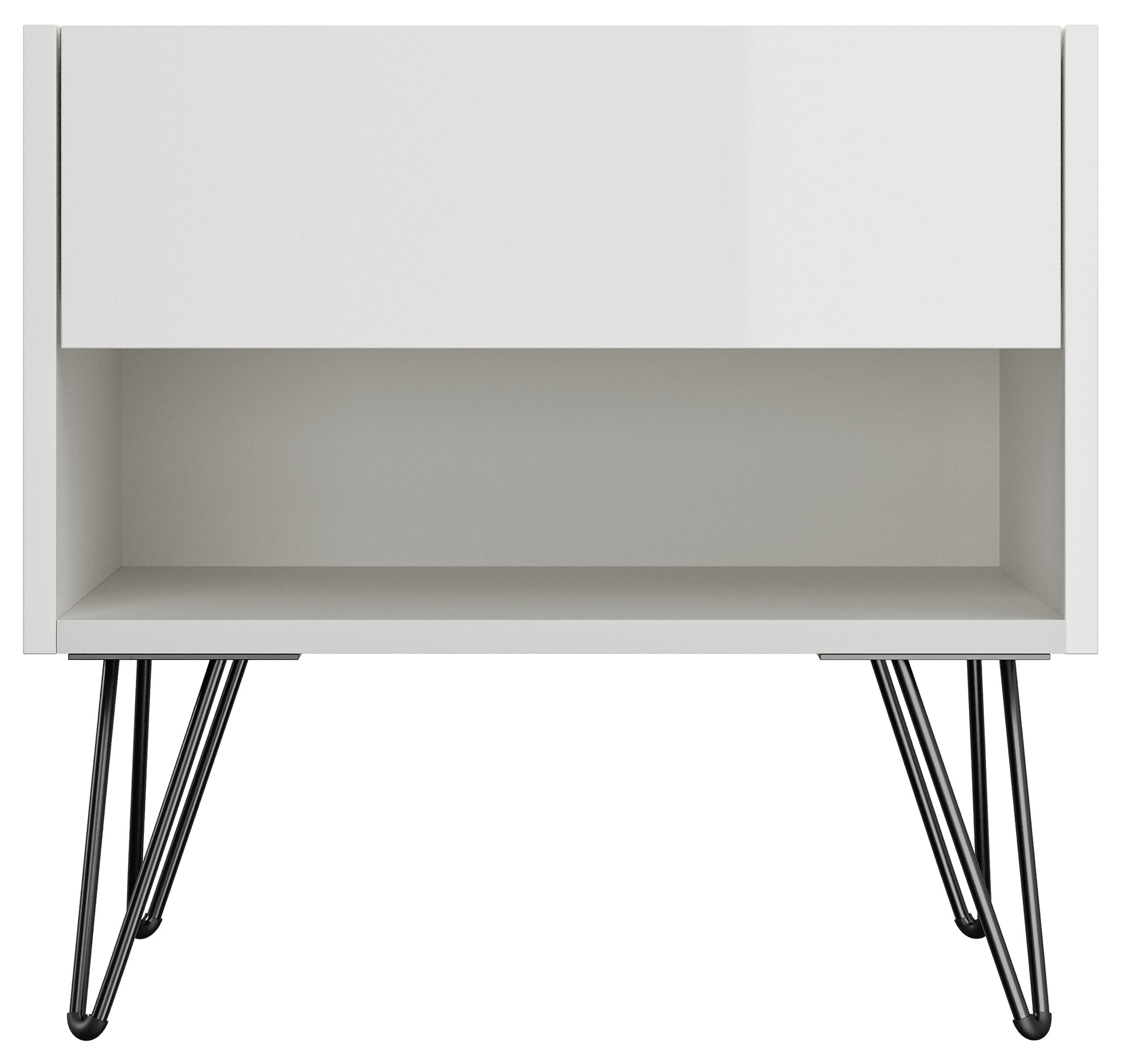 2er Set Nachttisch Kommode Dion 50cm SoftClose stehend Grafit & Eiche Front