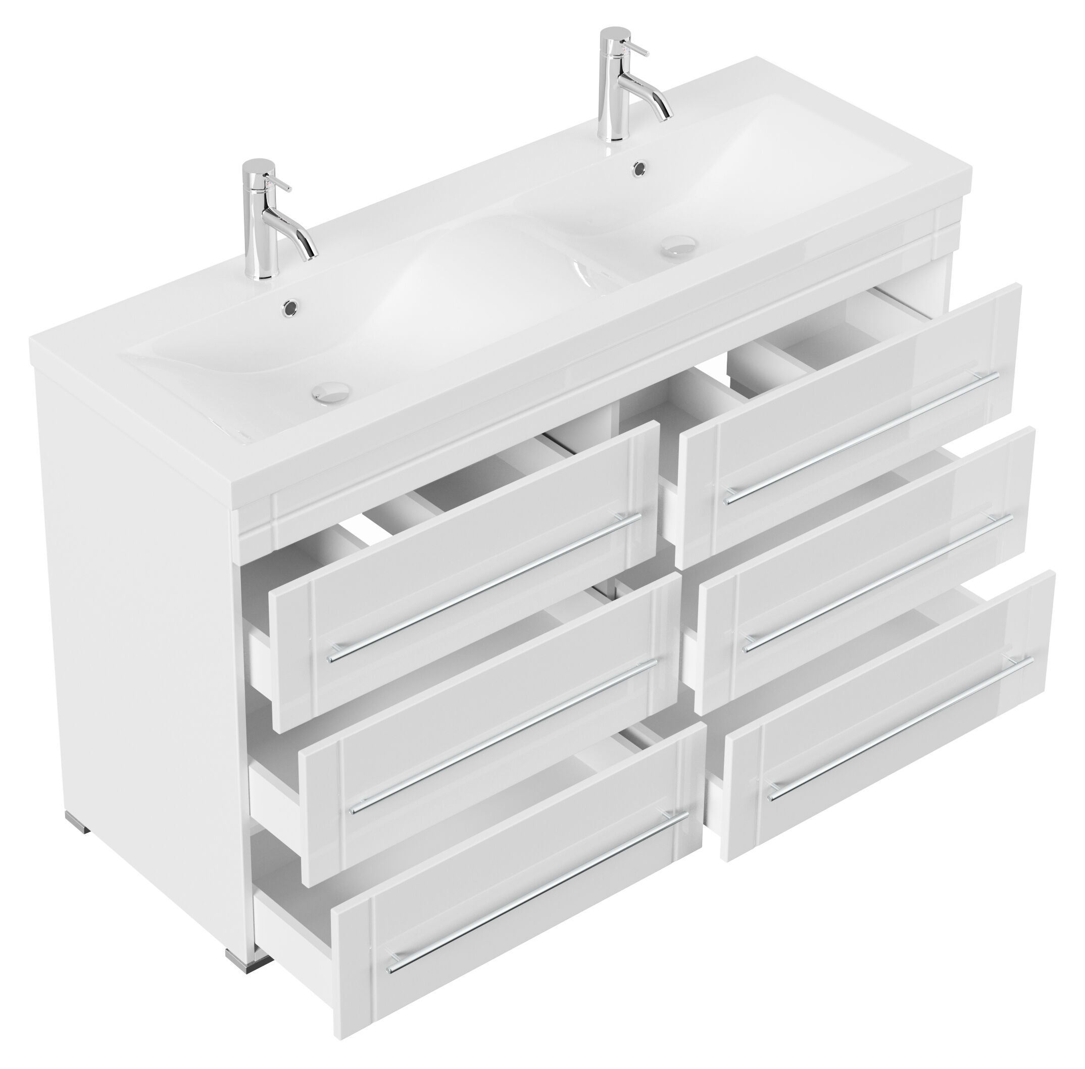 Stand Badmöbel Gallo Modern SoftClose weiss hochglanz