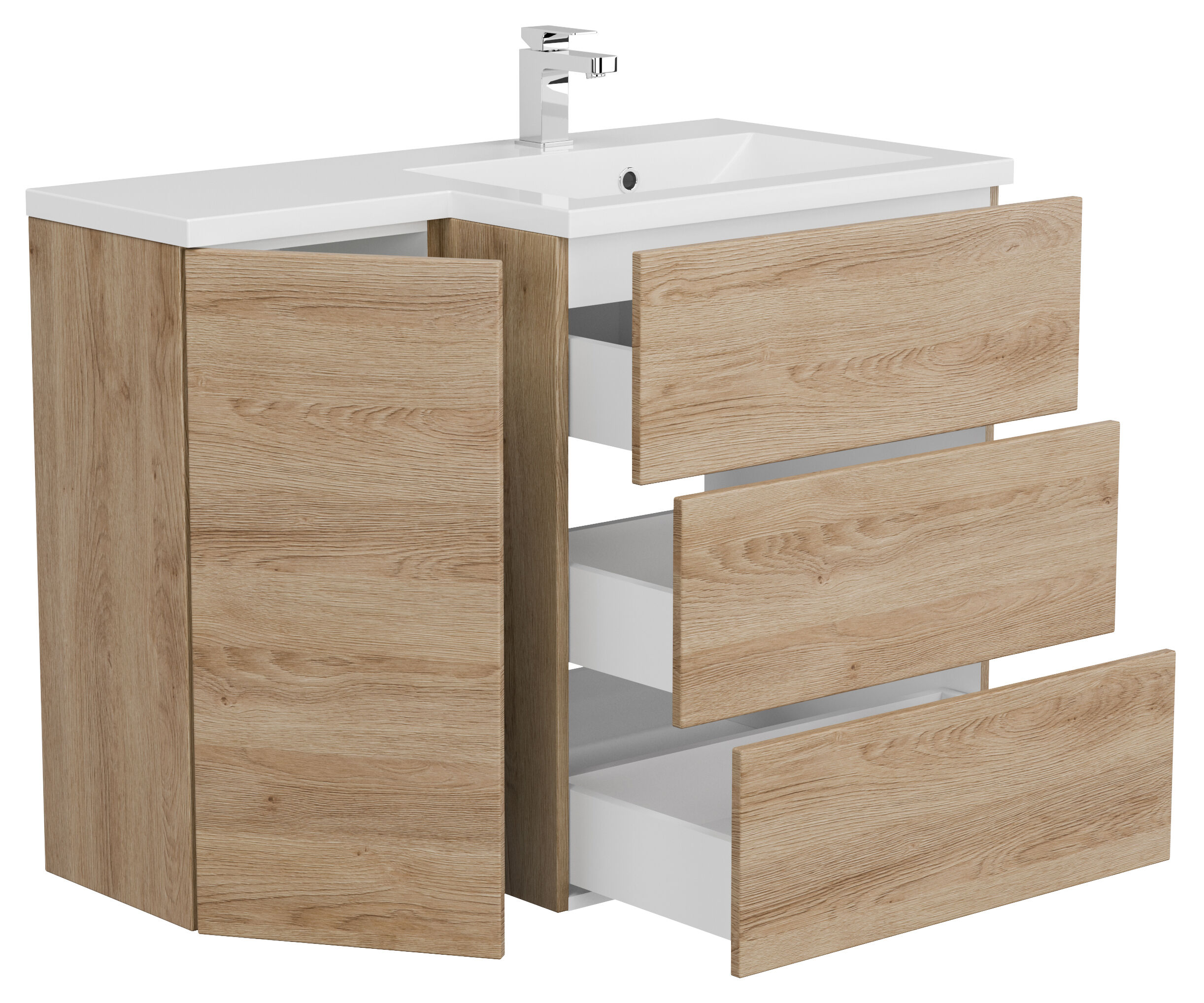 Badblock Adelia links SoftClose weiss hochglanz