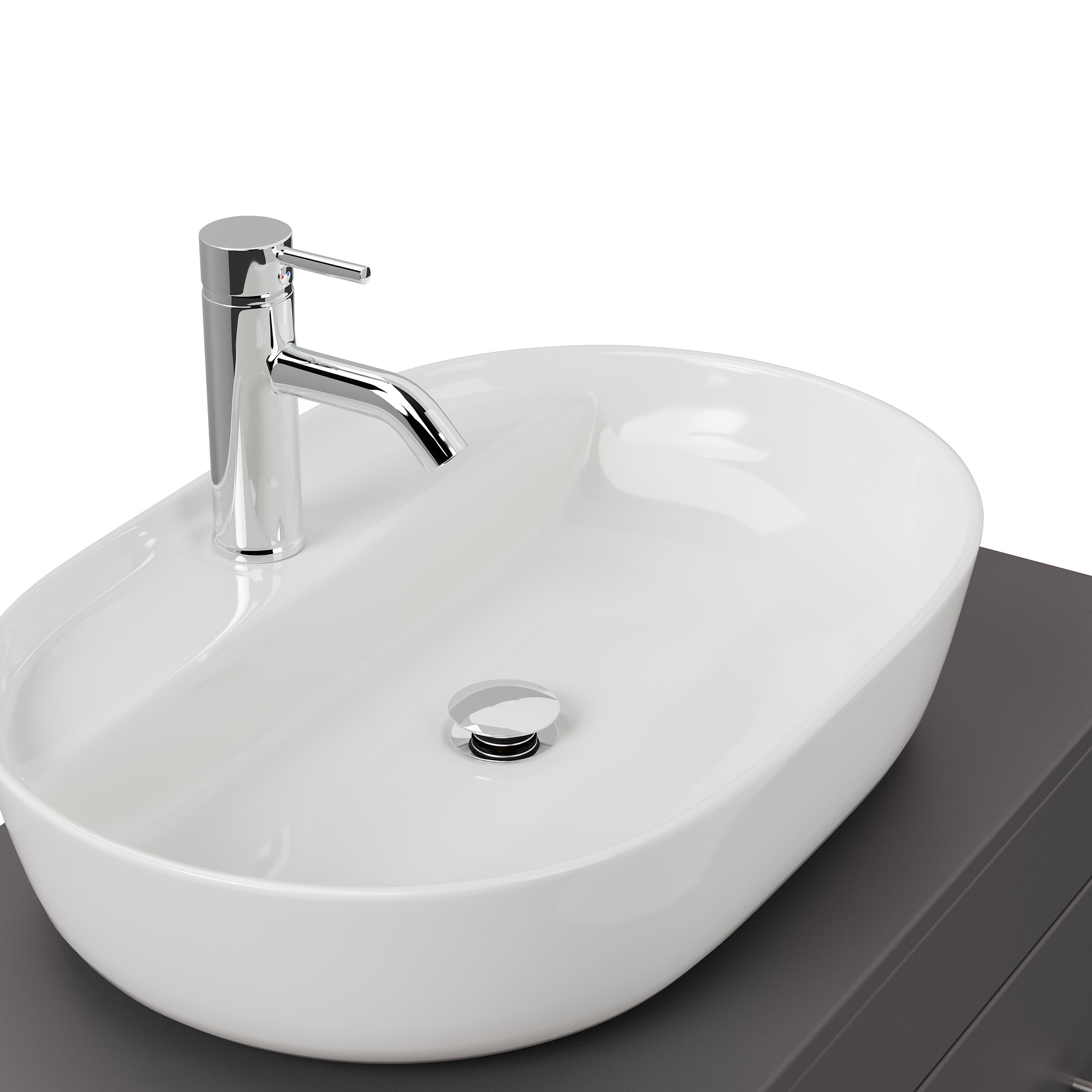 Badmöbel PEGASUS 80cm mit Design Aufsatzwaschbecken anthrazit