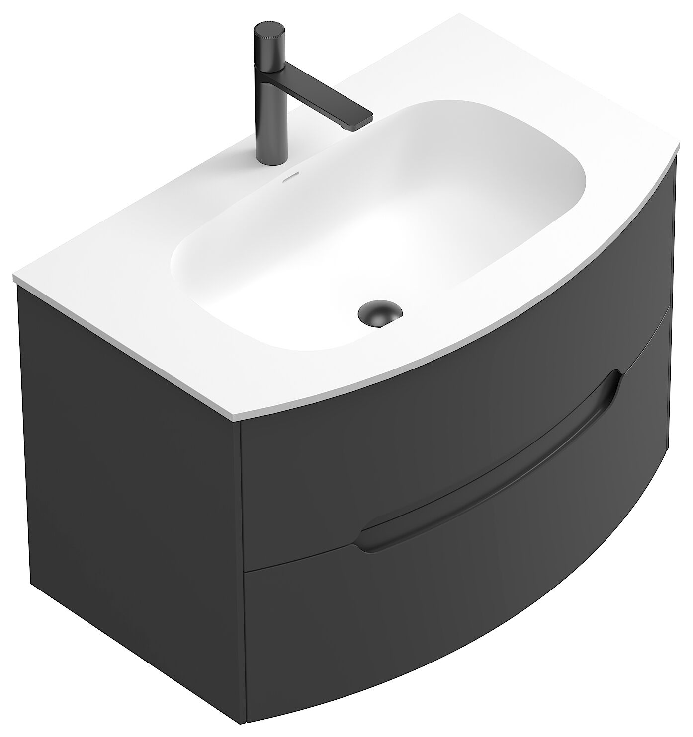 Badmöbel Set Riva 3tlg. 80 cm mit Spiegelschrank montiert grafit matt