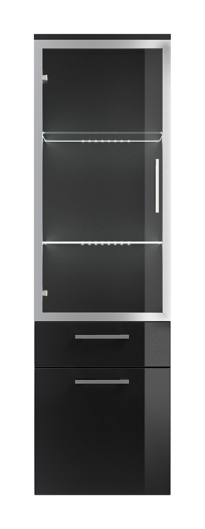 Hochschrank Rima 135 cm mit Glastür Anthrazit