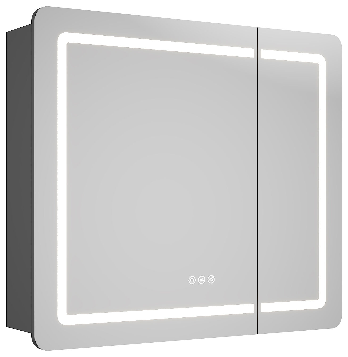 Spiegelschrank Riva 80 cm inkl. LED-Lampe und Glasböden montiert grafit matt