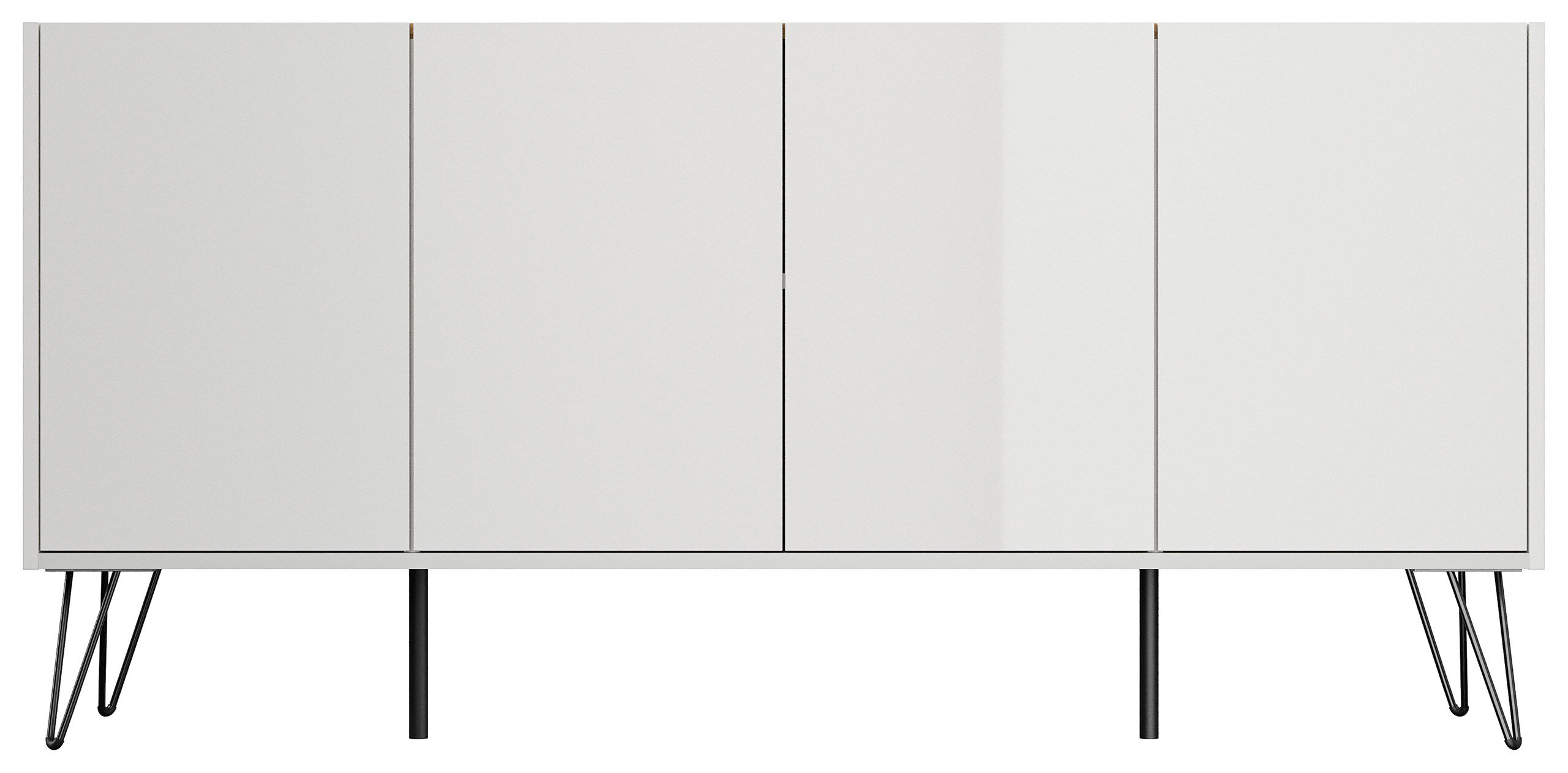 Raumwunder XL Sideboard Kommode Maxim 155cm stehend 4 Türen Weiß/Eiche Top