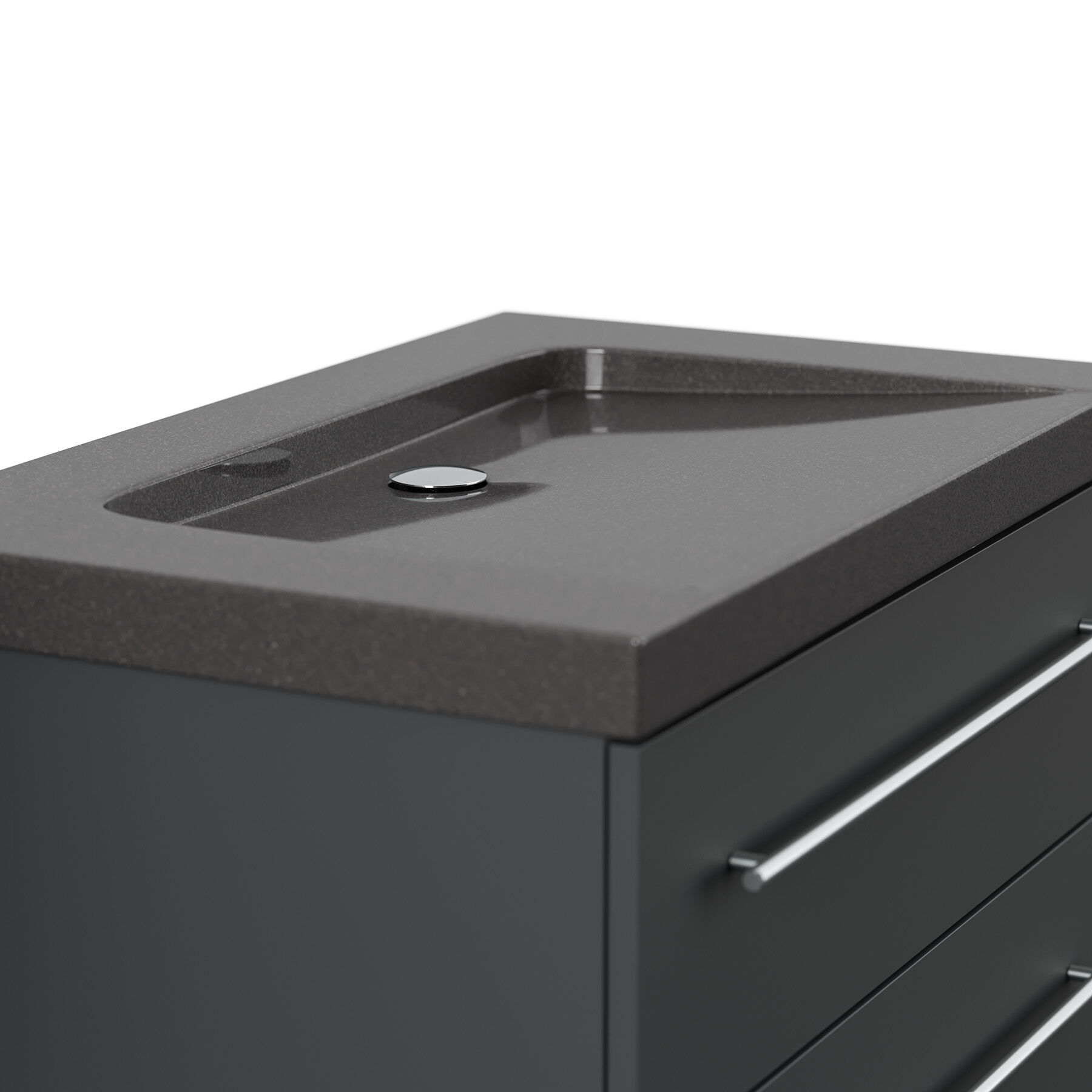 Badmöbel Granit India Black Damo 75 cm ohne Hahnloch SoftClose grafit