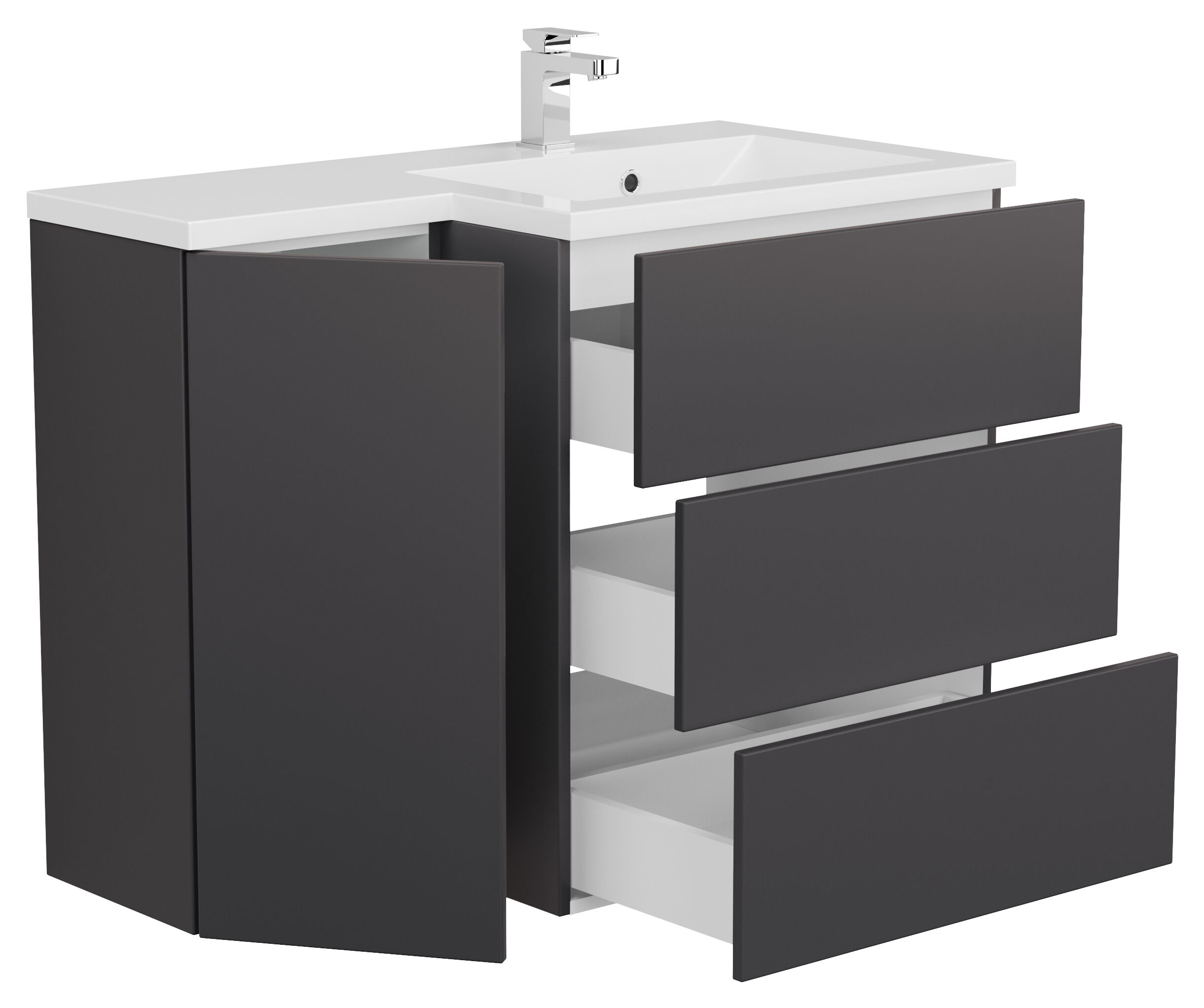 Badblock Adelia links SoftClose weiss hochglanz