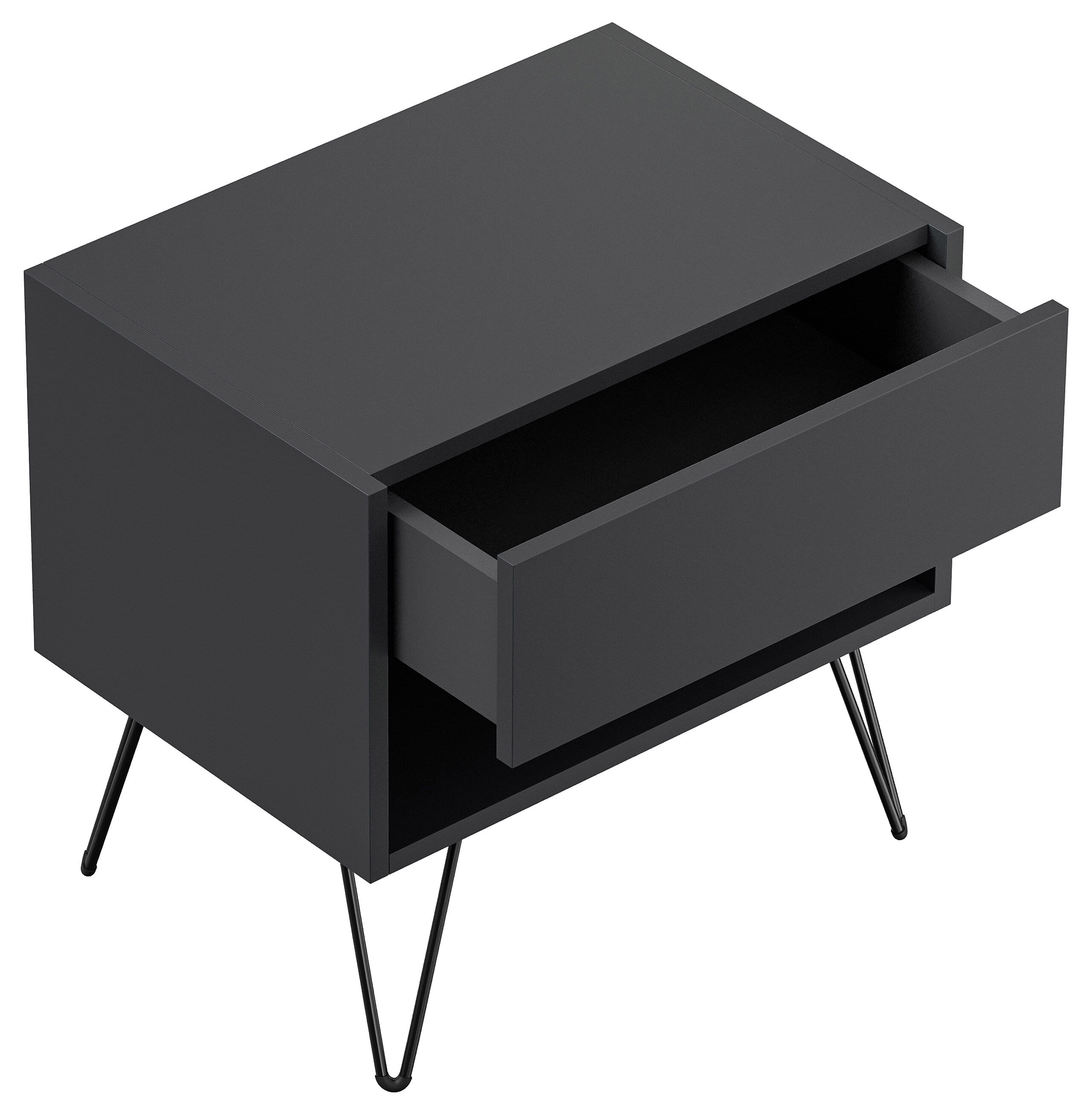 2er Set Nachttisch Dion 50cm SoftClose stehend Grafit Softtouch