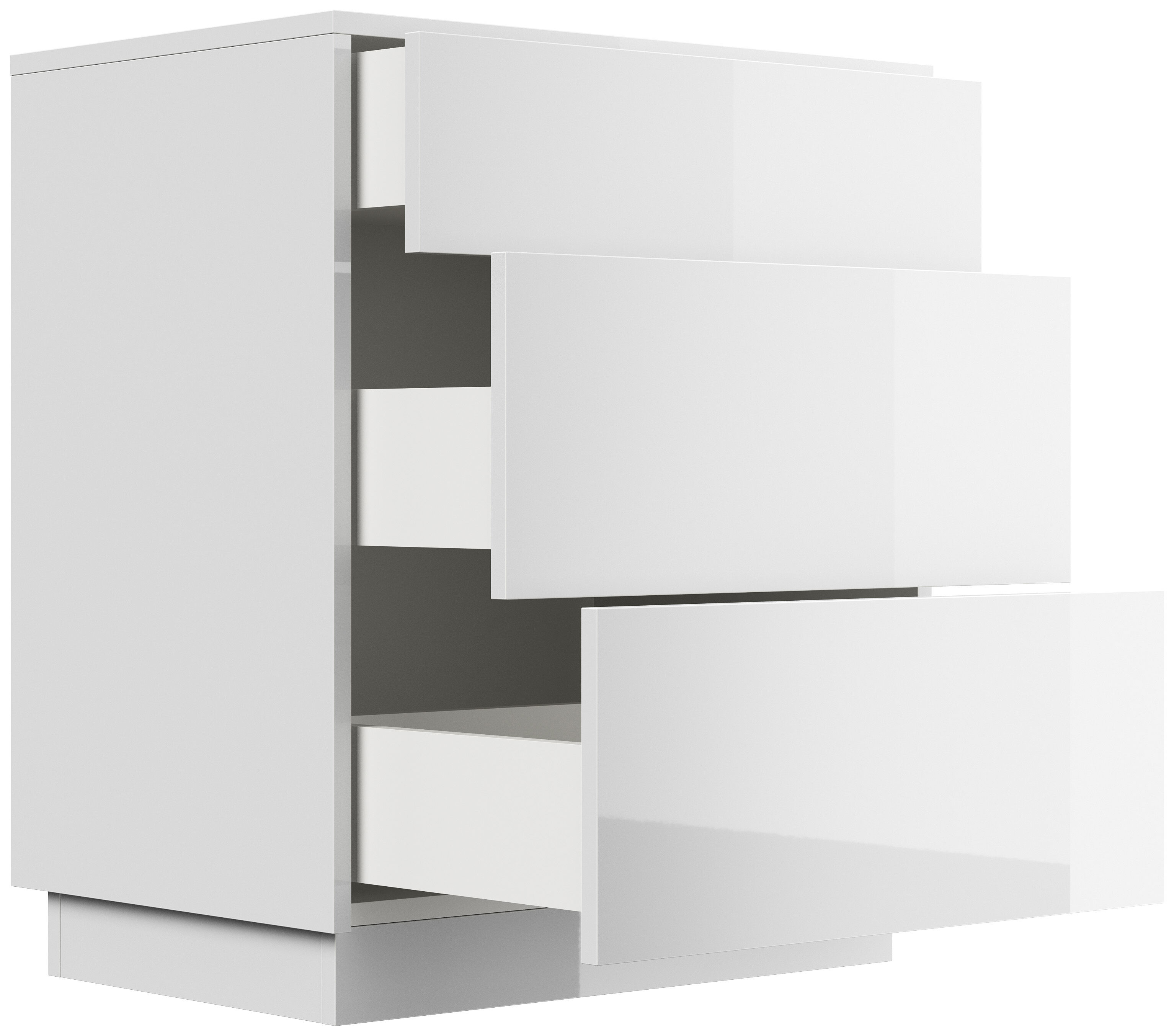 Design Nachttisch Lux L 60cm stehend, 3 Pushauszüge Grafit