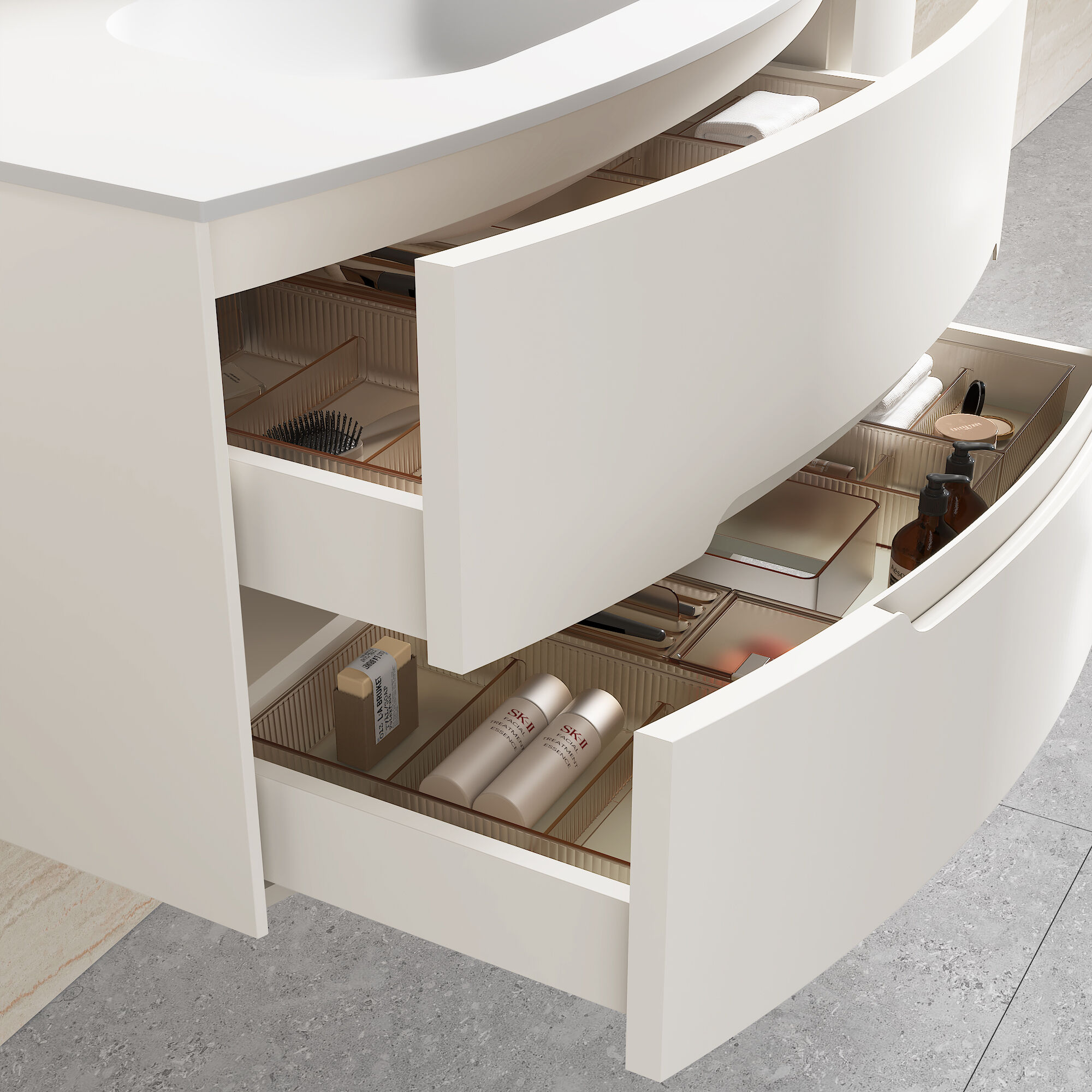 Badmöbel Set Riva 3tlg. 100 cm mit Spiegelschrank montiert weiß matt
