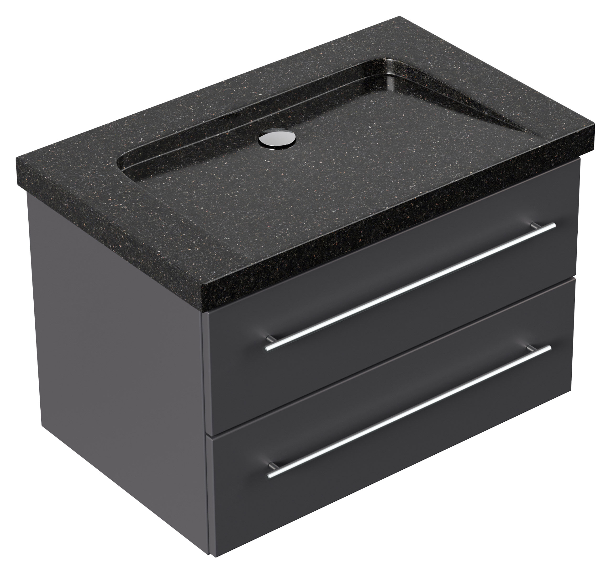 Badmöbel Granit Galaxy Black Damo 75 cm ohne Hahnloch SoftClose anthrazit