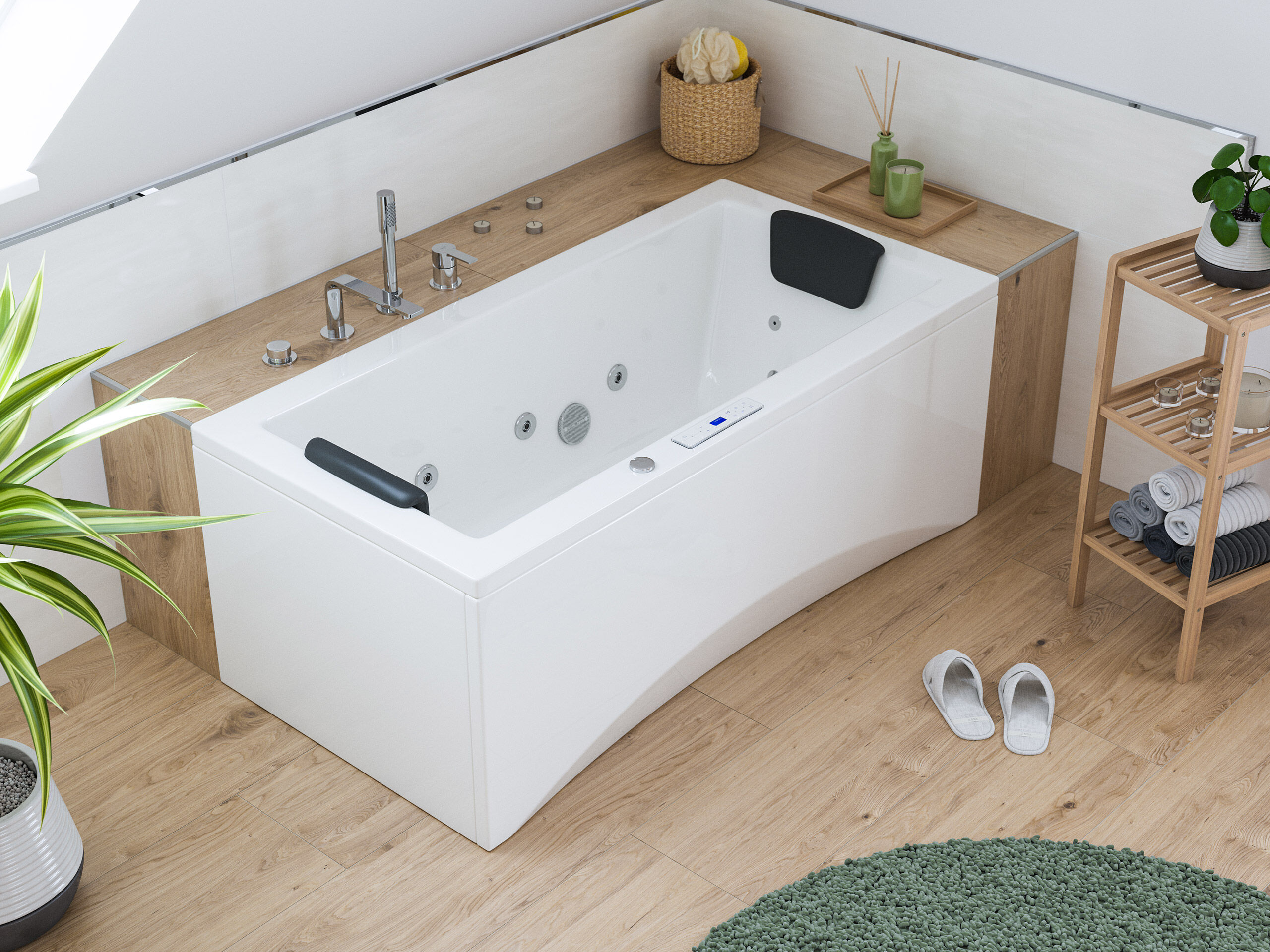Rechteck Whirlpool Unity 150x75 Made in Germany 22 Massagedüsen ohne Armatur