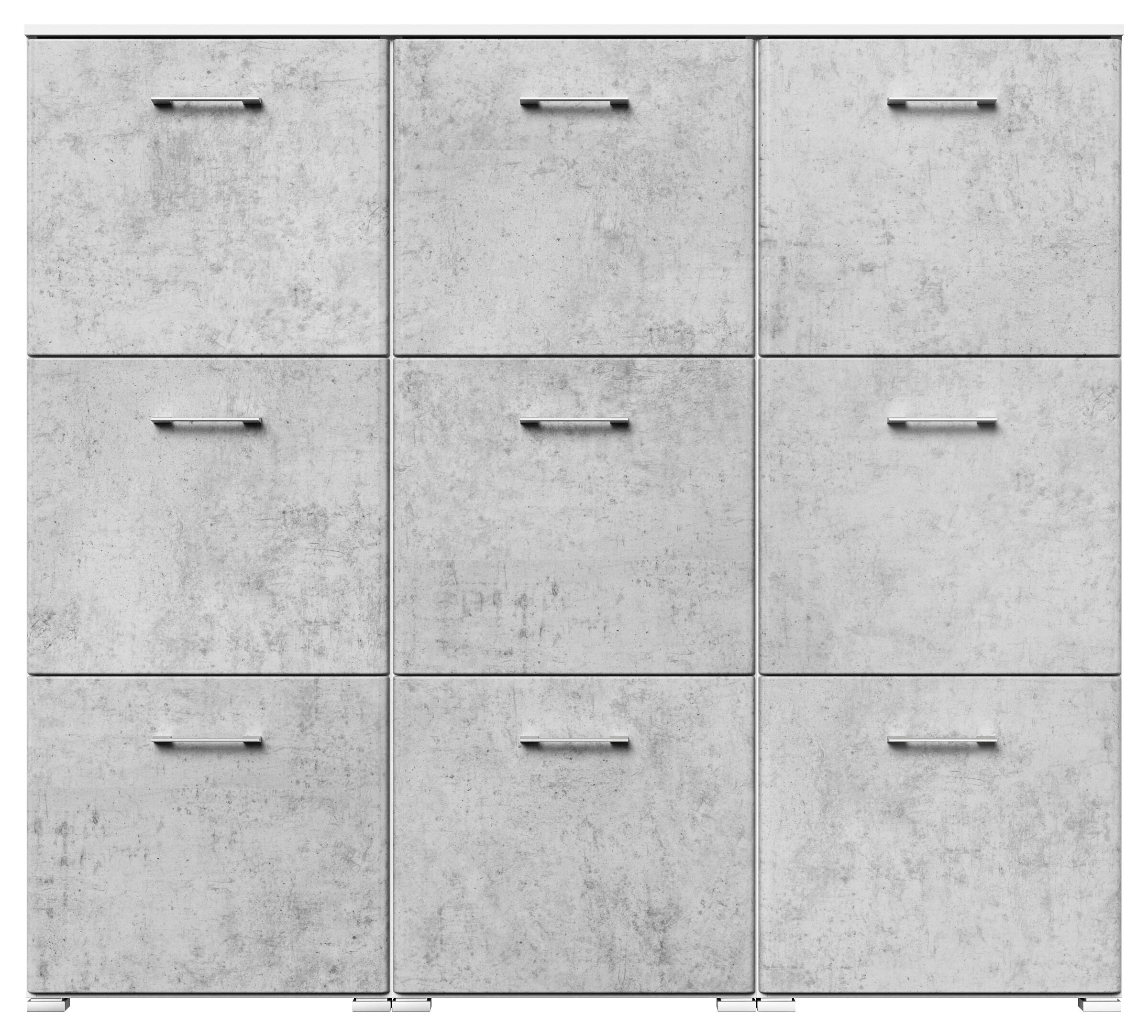 Schuhschrank XL Emotion 9 Klappen 36 Paar 157x141 cm Weiss-Weiss Hgl
