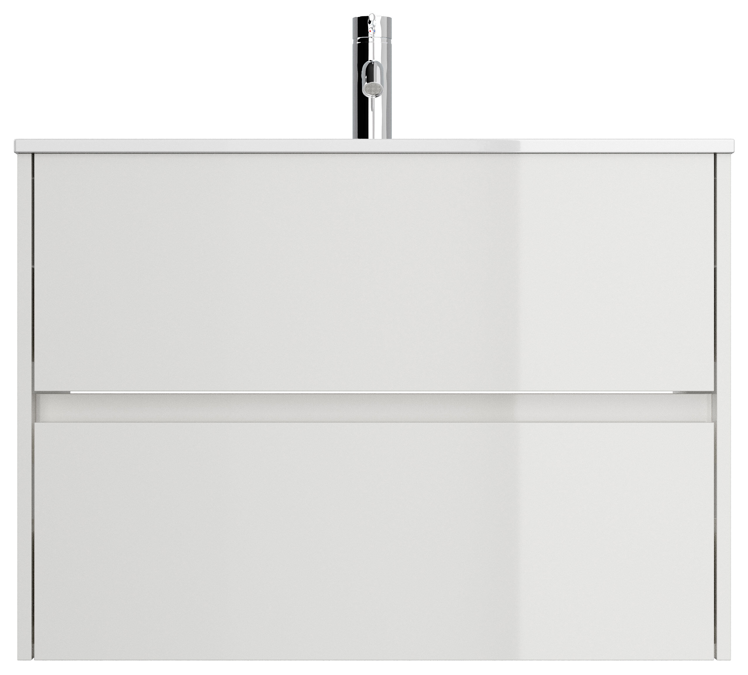 Badmöbel Taifun & Waschtisch 80cm 2 Greifraum SoftClose Auszüge weiß Hgl