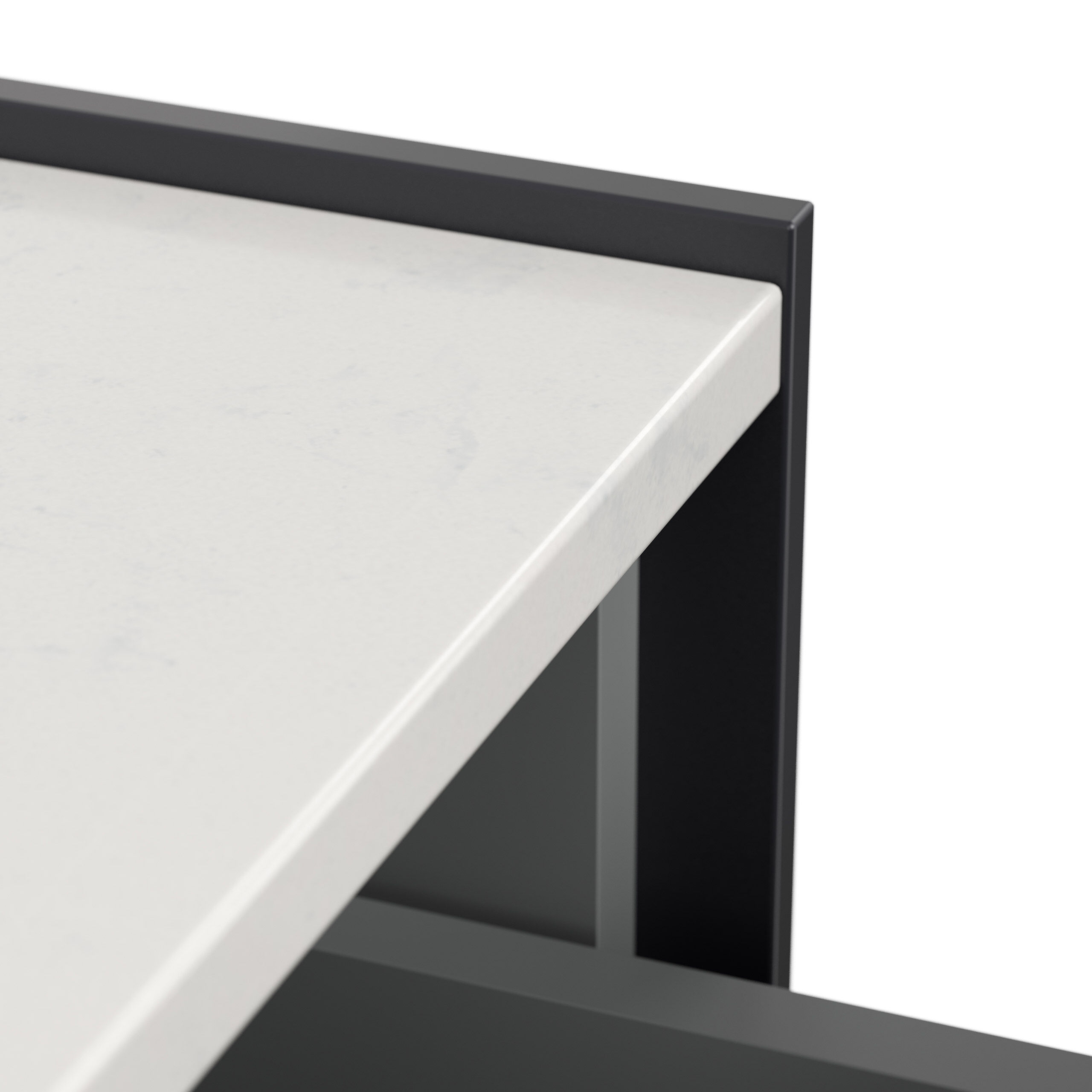Design Nachttisch Kommode Artem 60cm, Quarztop, 2 Softeinzüge lackiert Weiß Hgl