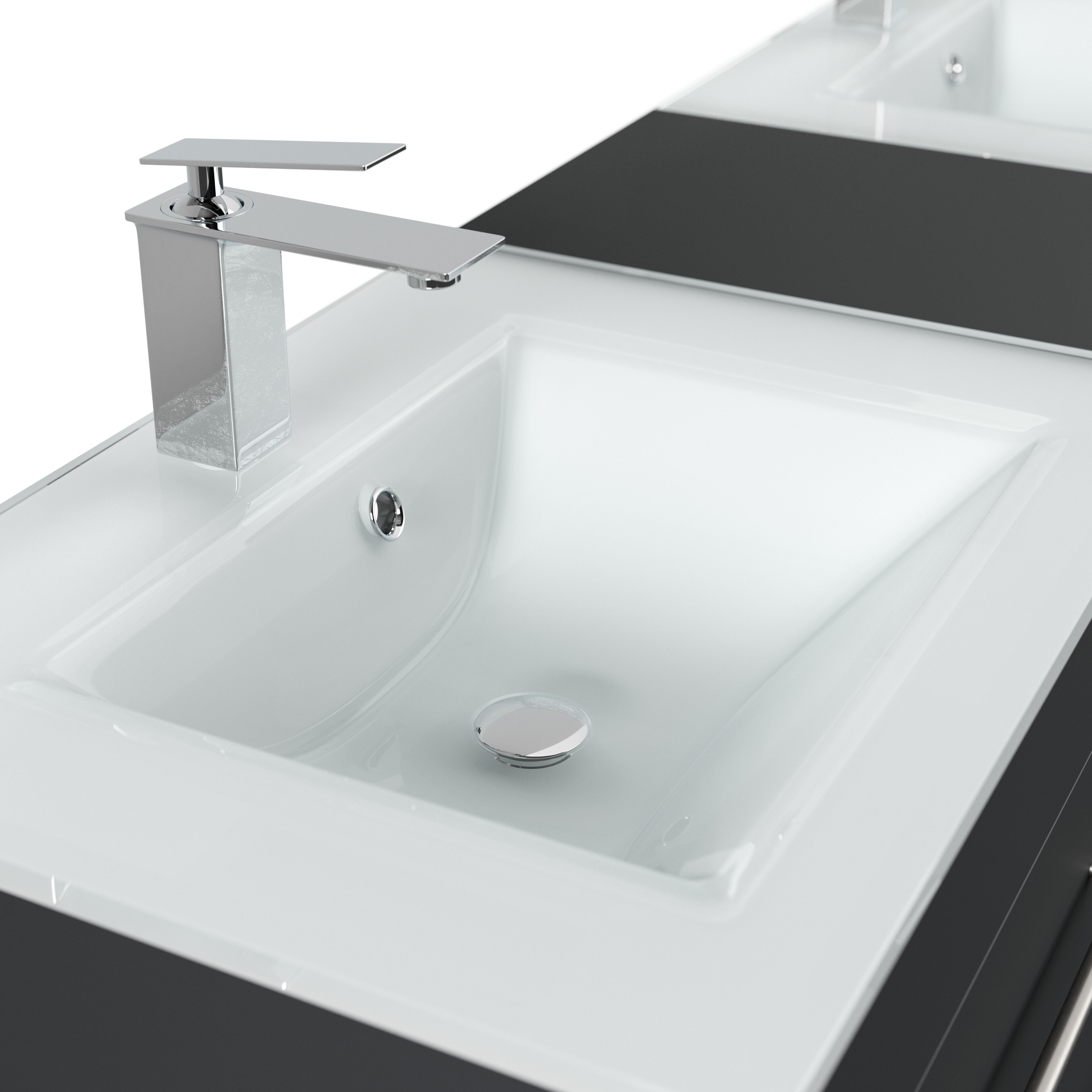 Badmöbel Vitro XL mit Doppel-Glasbecken SoftClose grafit