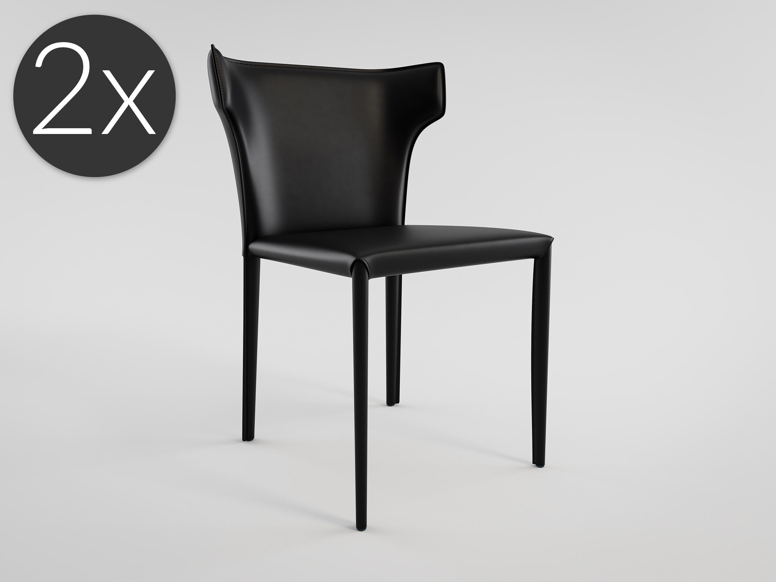 2er Set Esszimmerstuhl Design Küchenstuhl Vince Kunstleder creme Metallbeine