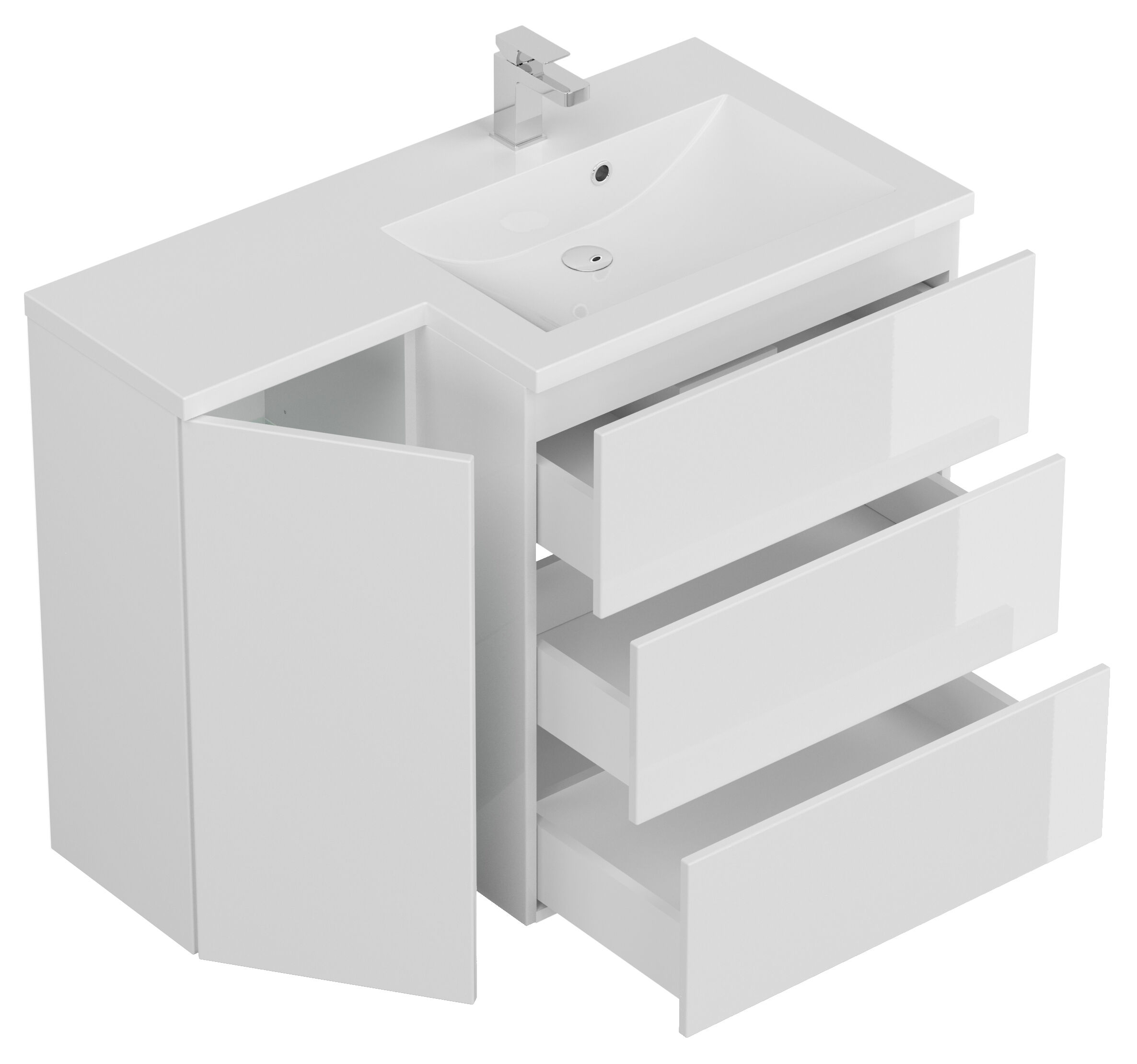 Badblock Adelia links SoftClose weiss hochglanz