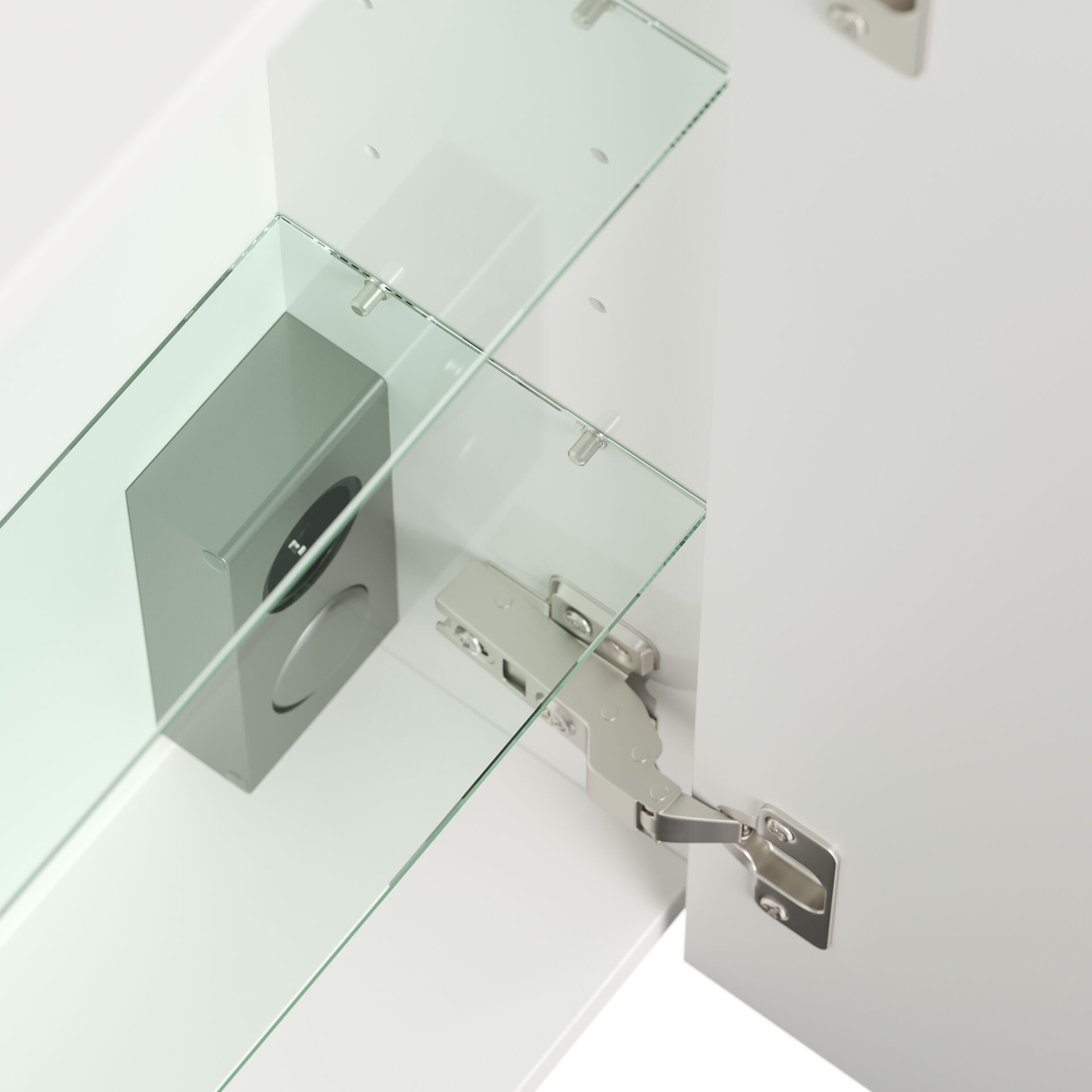 Spiegelschrank 120cm inkl. Design LED-Lampe und Glasböden eiche gold