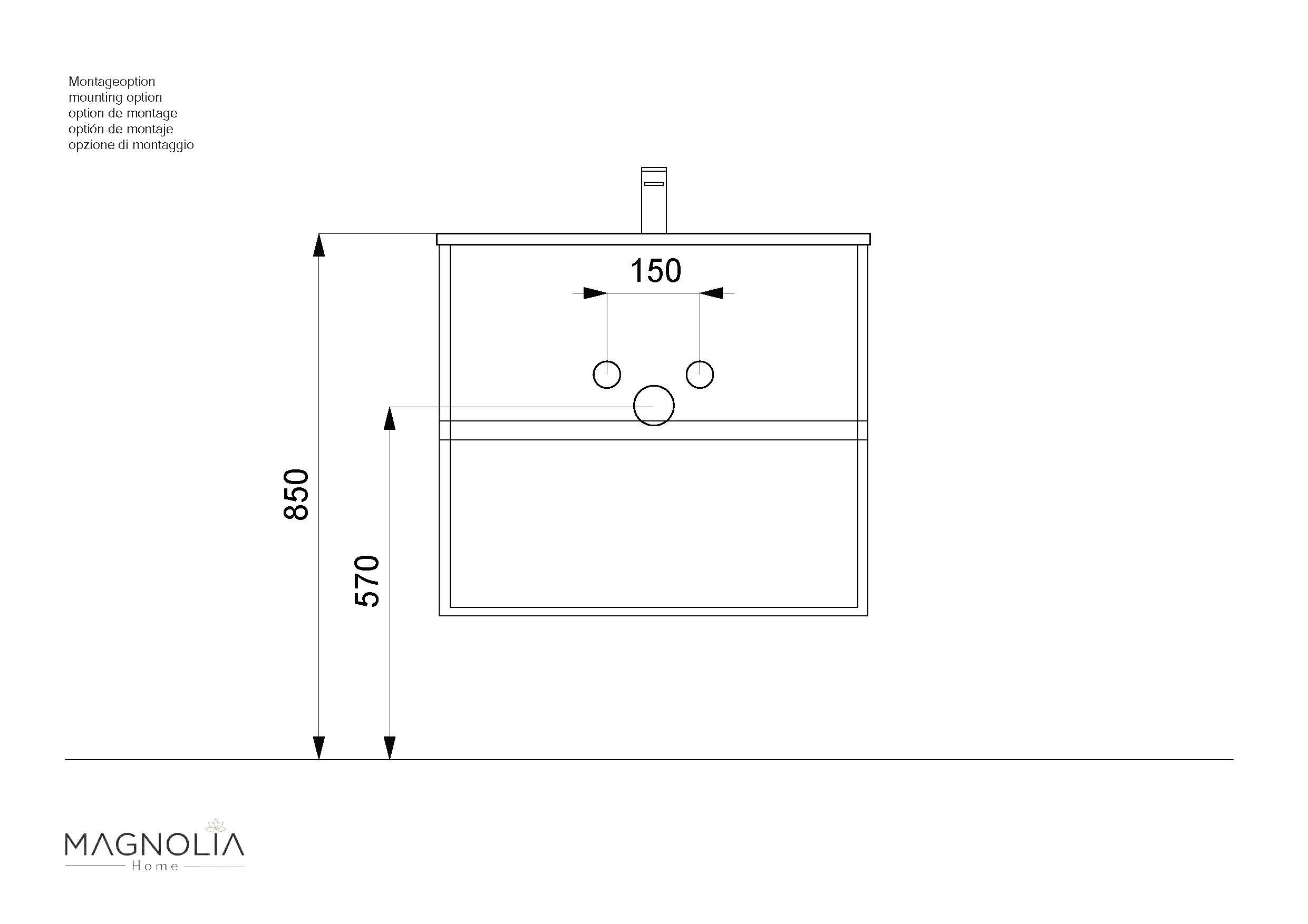 Badmöbel Set Taifun 3tlg. 70cm mit LED Spiegel & Hochschrank eiche gold