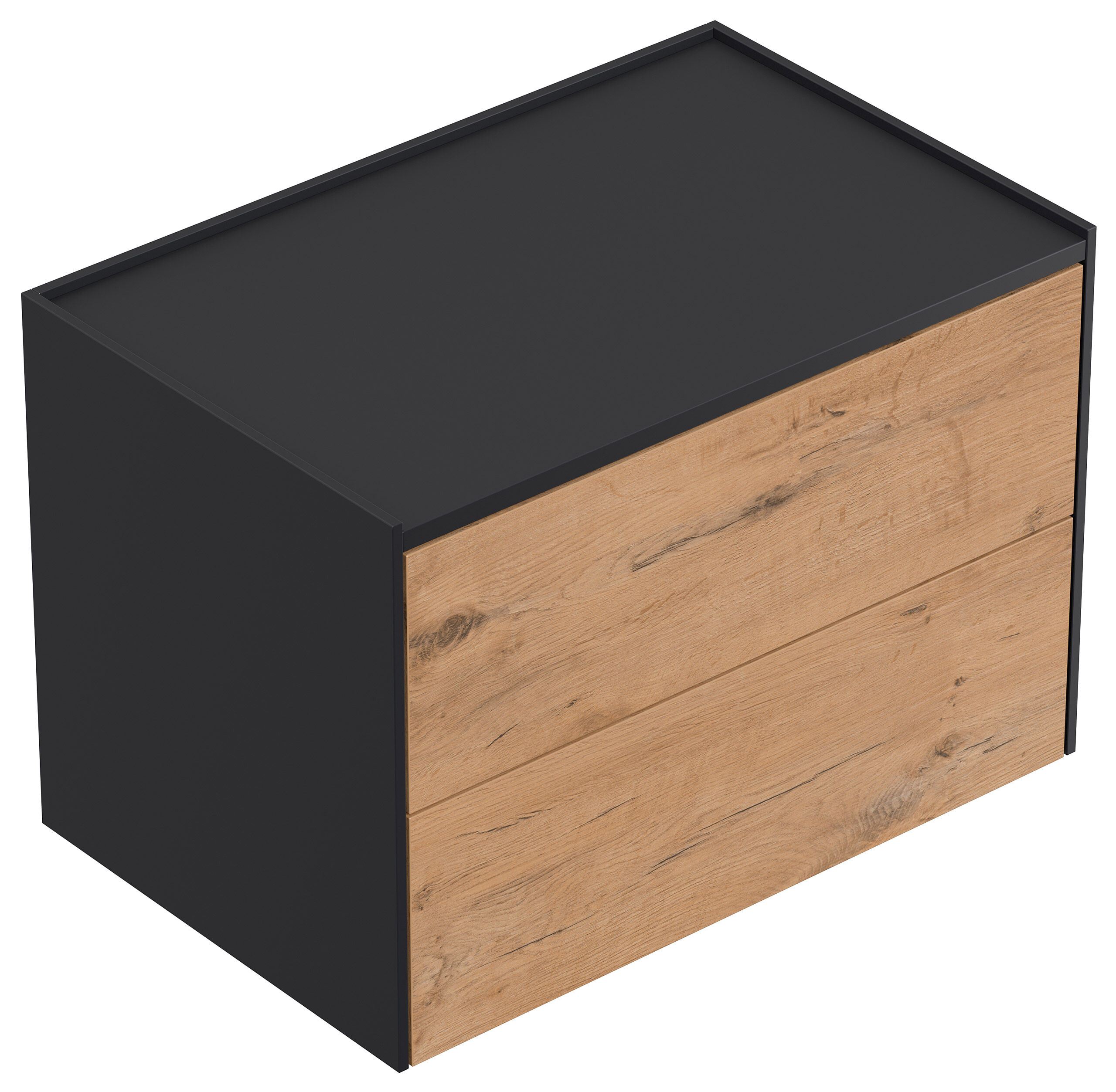 Design Nachttisch Kommode Somnia XL 70cm, 2 Pushauszüge Oak