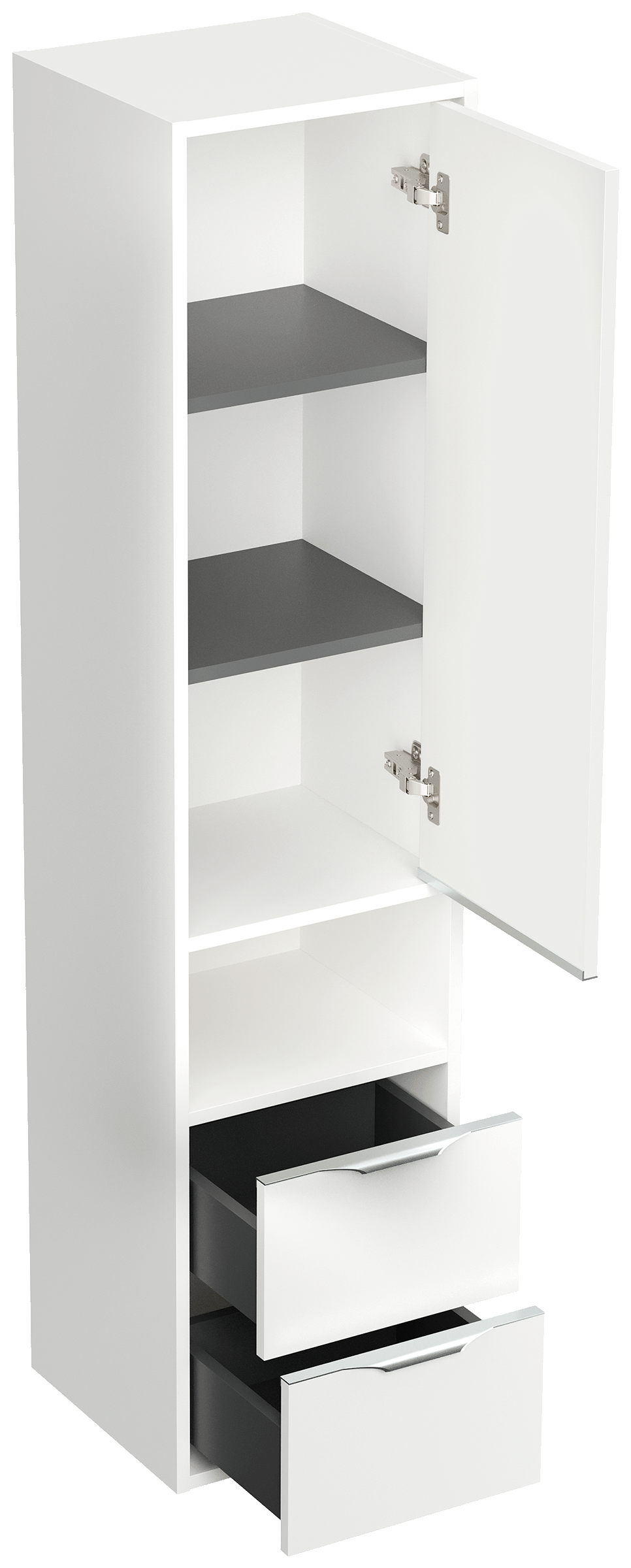 Hochschrank Elements 35x150cm Softclose Tür und Schubladen weiss matt
