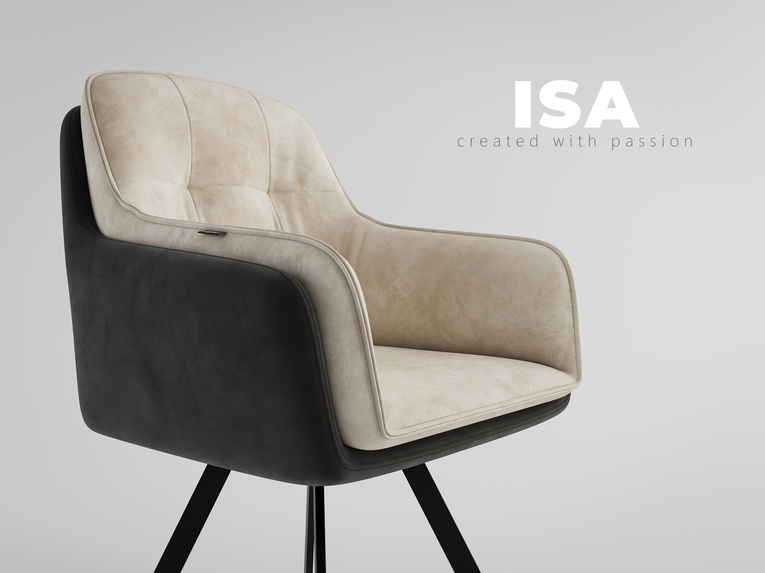 Esszimmerstuhl Design Küchenstuhl Isa Kunstleder creme Metallbeine