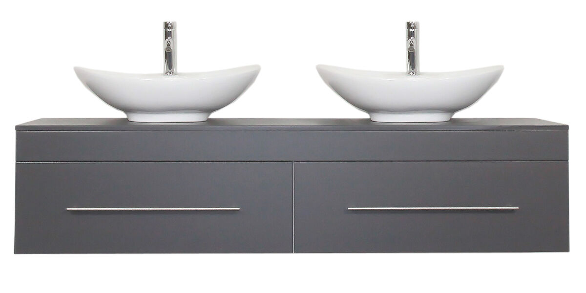 Badmöbel Classico XL weiss hochglanz mit Aufsatzwaschbecken