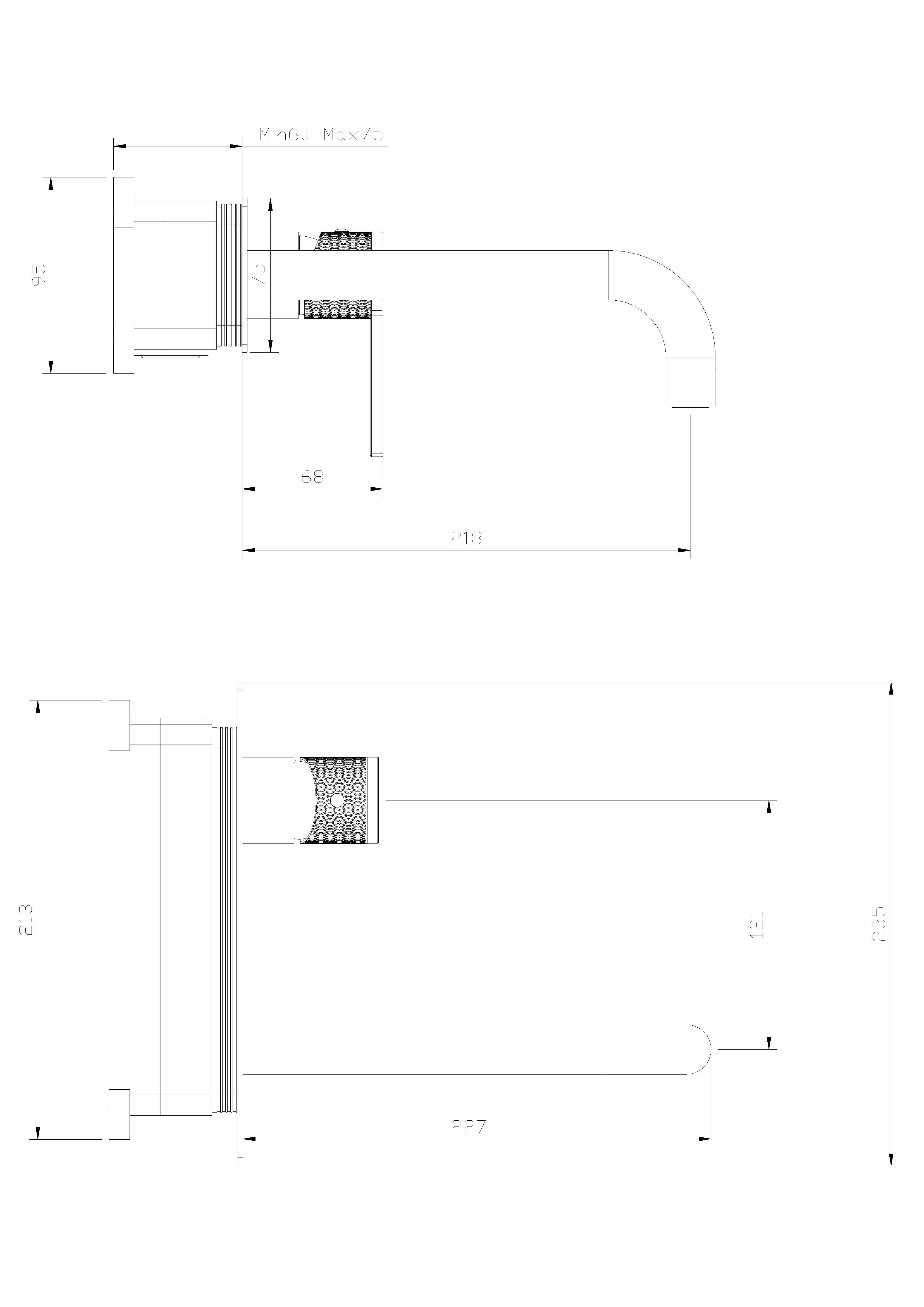 Wand-Waschtischarmatur Aurea Graphite Unterputz