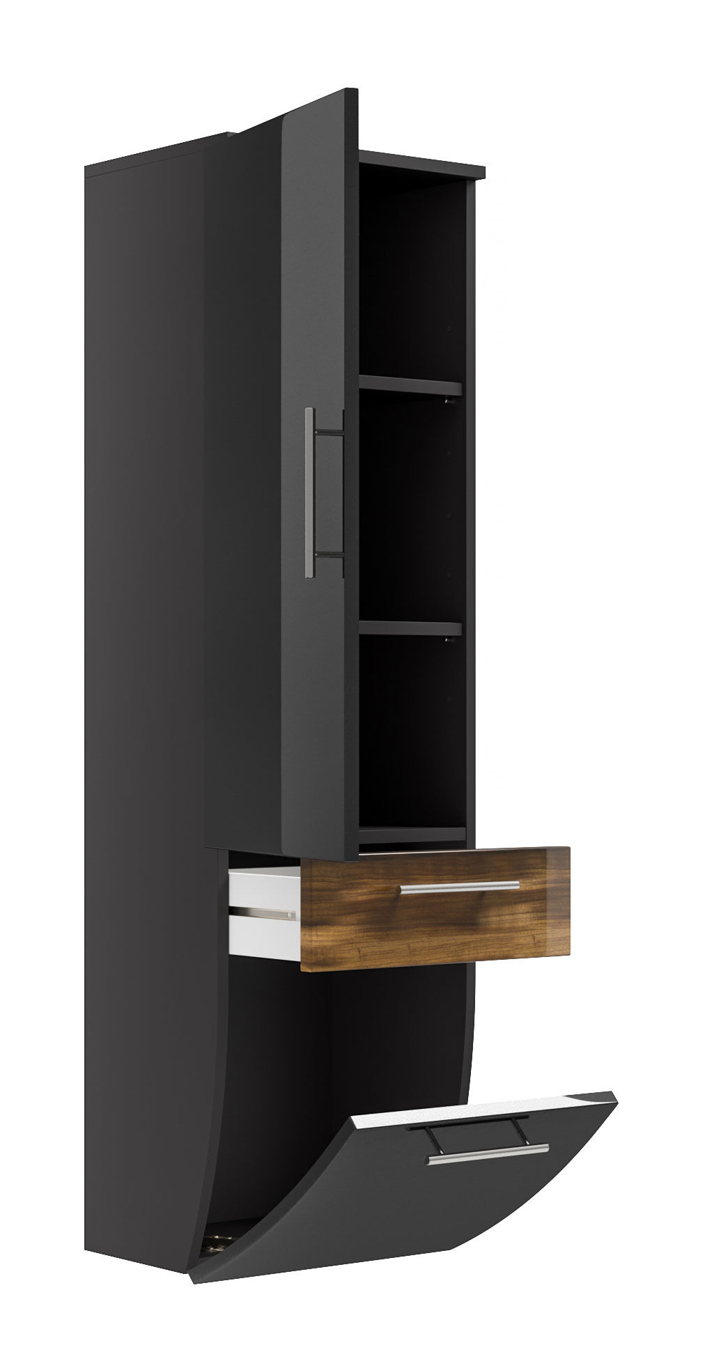 Hochschrank 135 cm Salona M Walnuss/Grafit