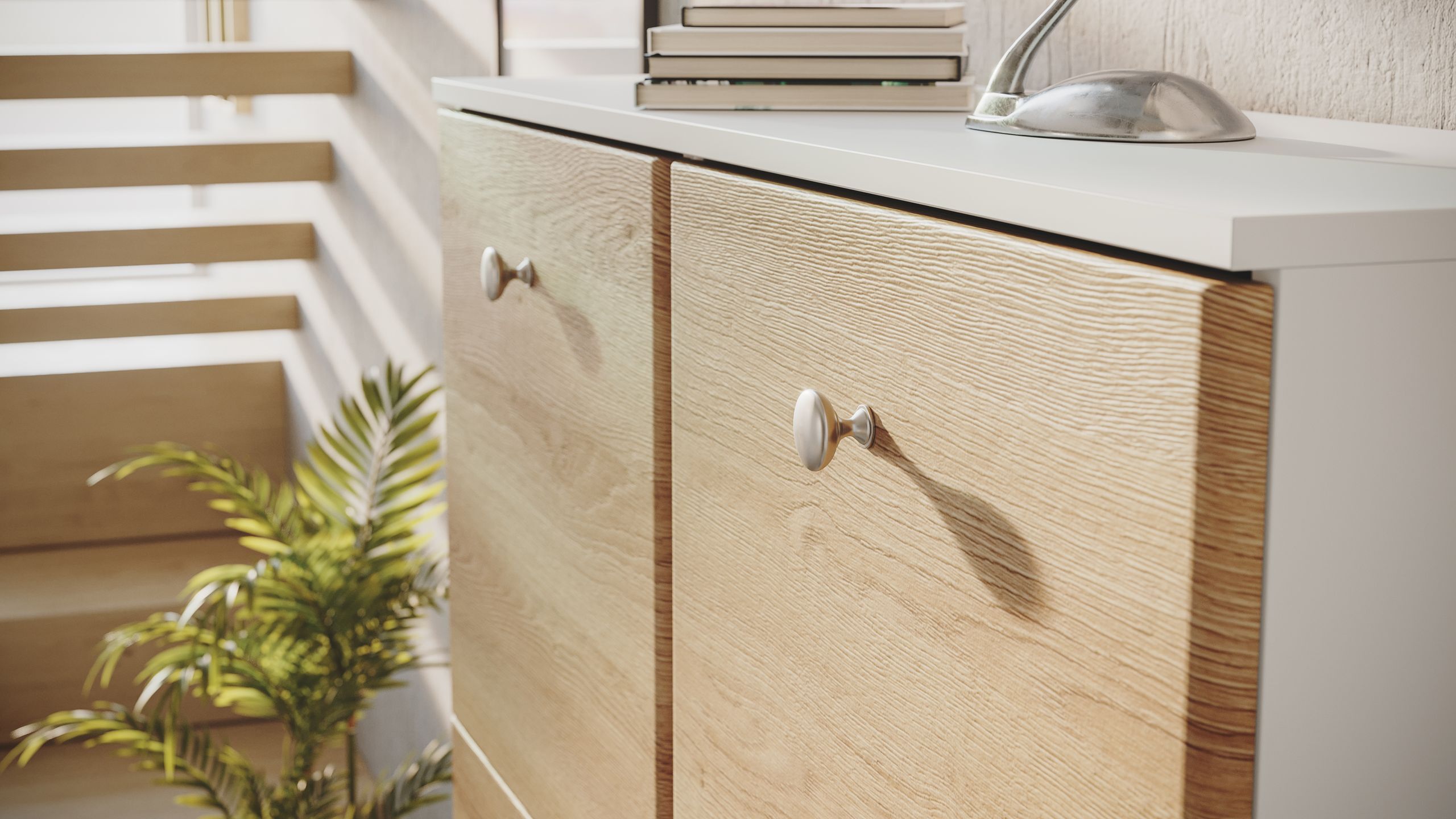 Garderobe Set 107 Wasco 3 tlg Schuhschrank 8 Klappen 32 Paar Weiss-Eiche