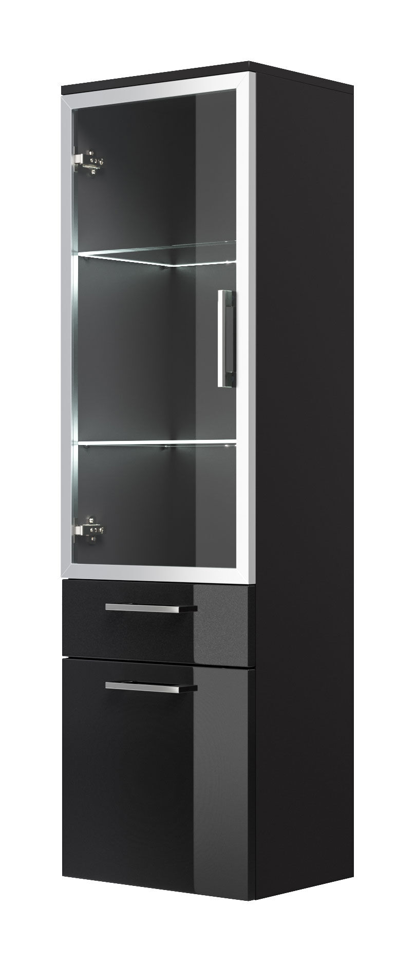 Hochschrank Rima 135 cm mit Glastür Anthrazit